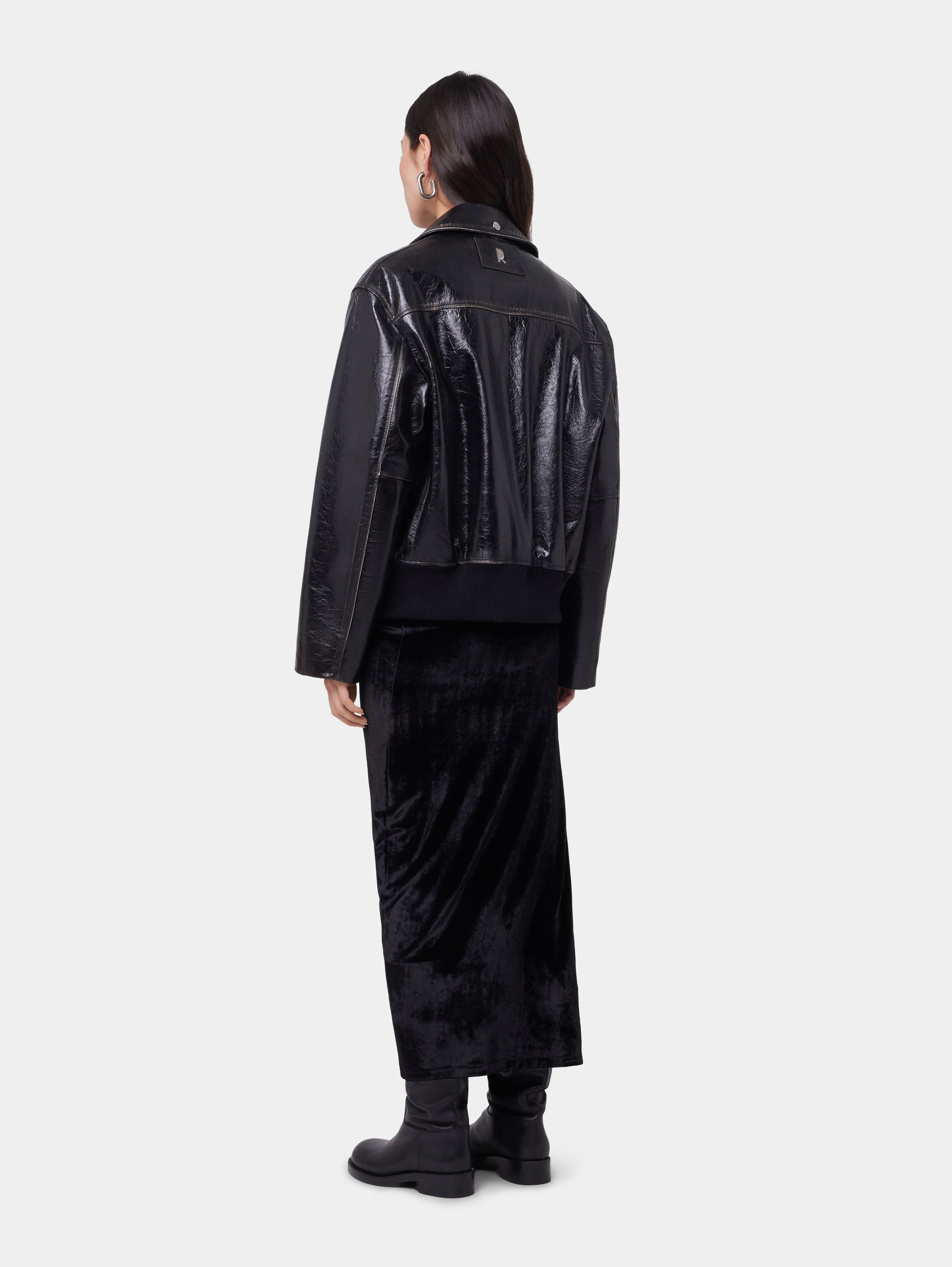 BLACK AVIATOR BLOUSON JACKET IN LEATHER - 4