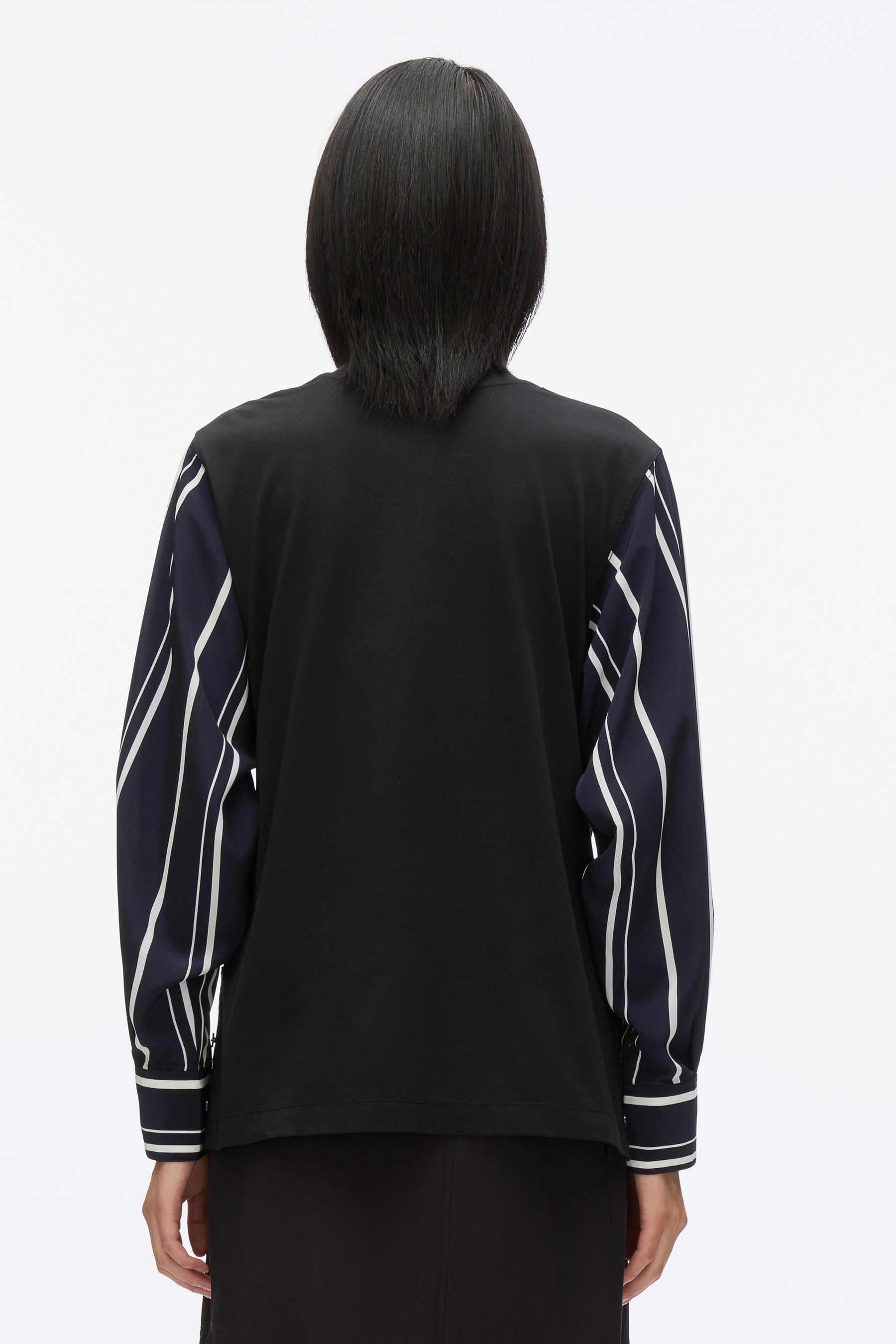 Long Sleeve Tee with Stripe Shirting Sleeves - 5