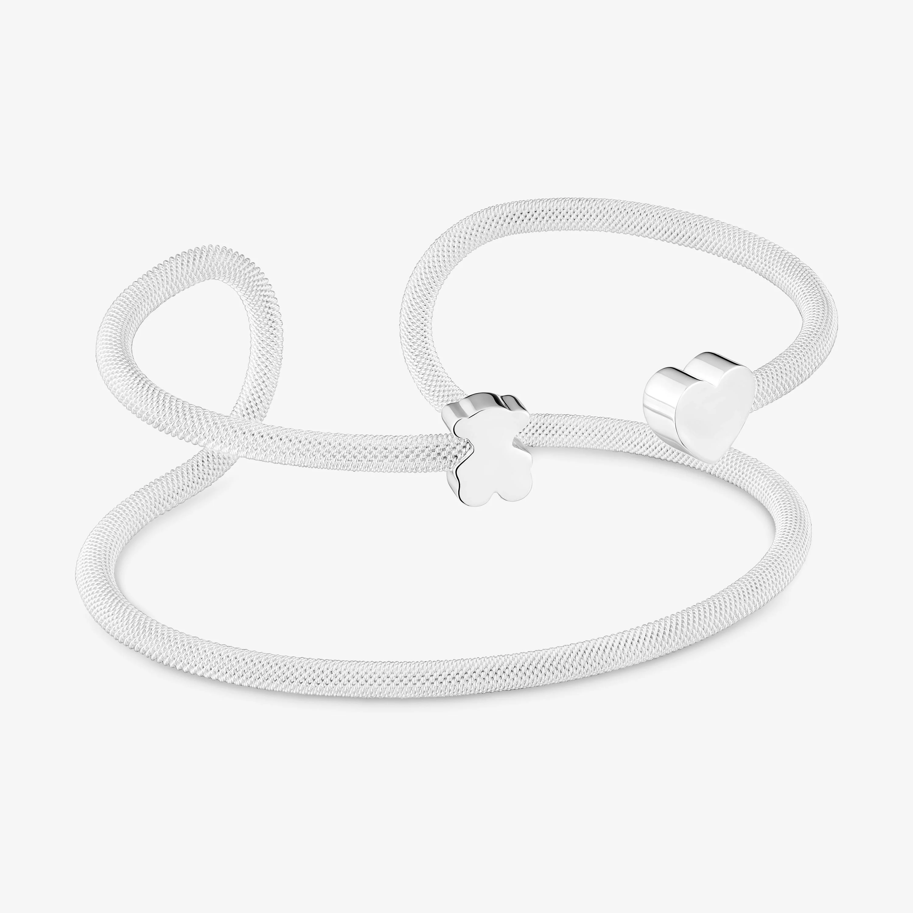 Silver double Bangle Icon Mesh - 1