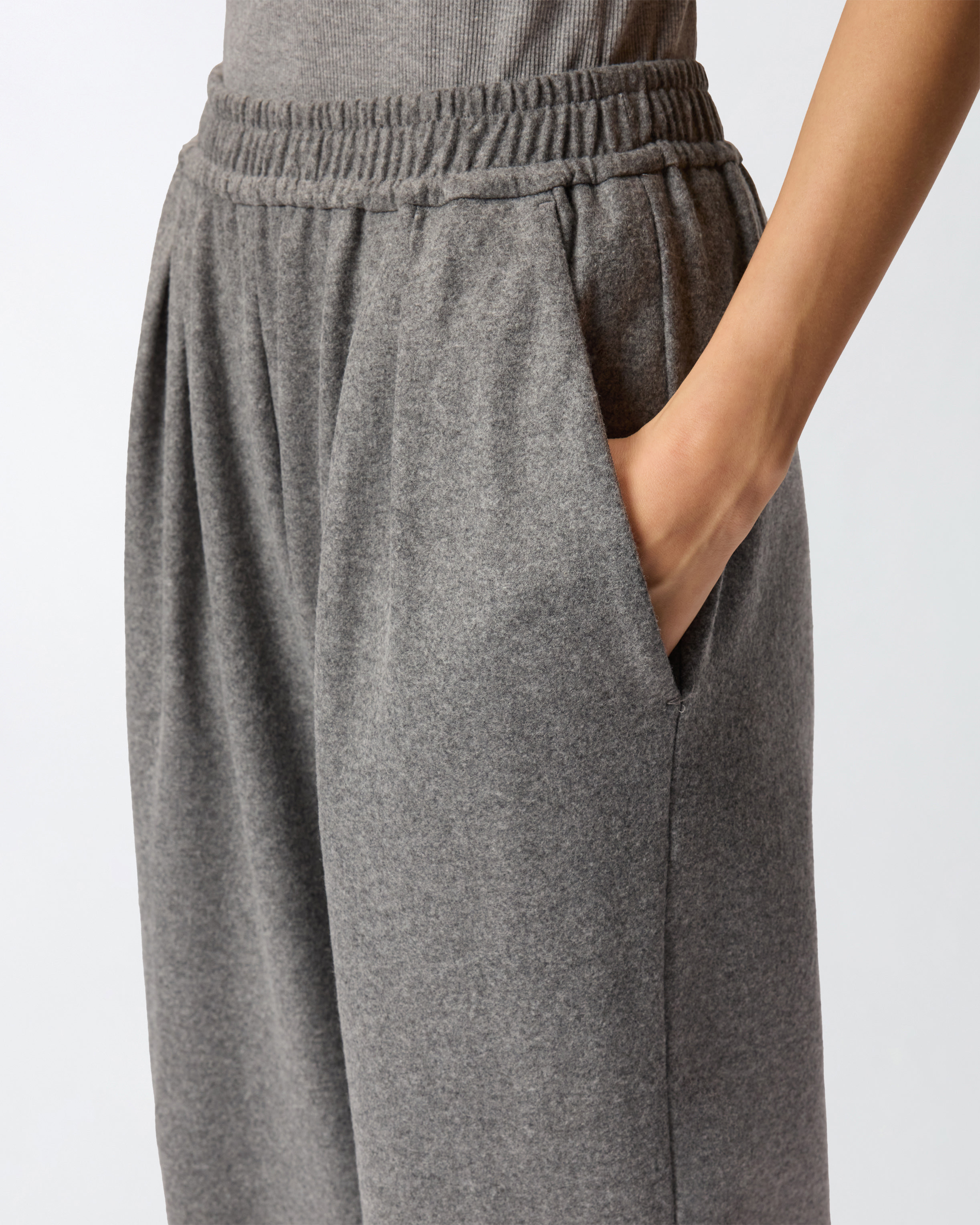LONG WIDE-LEG WOOL-BLEND TROUSERS - 5