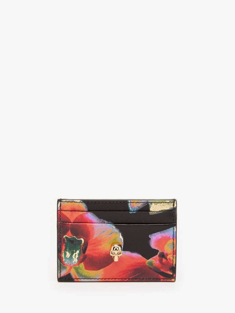 Women's Solarised Orchid Skull Card Holder in Multicolor - 1