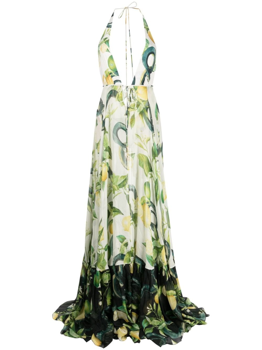 floral-print silk dress - 1