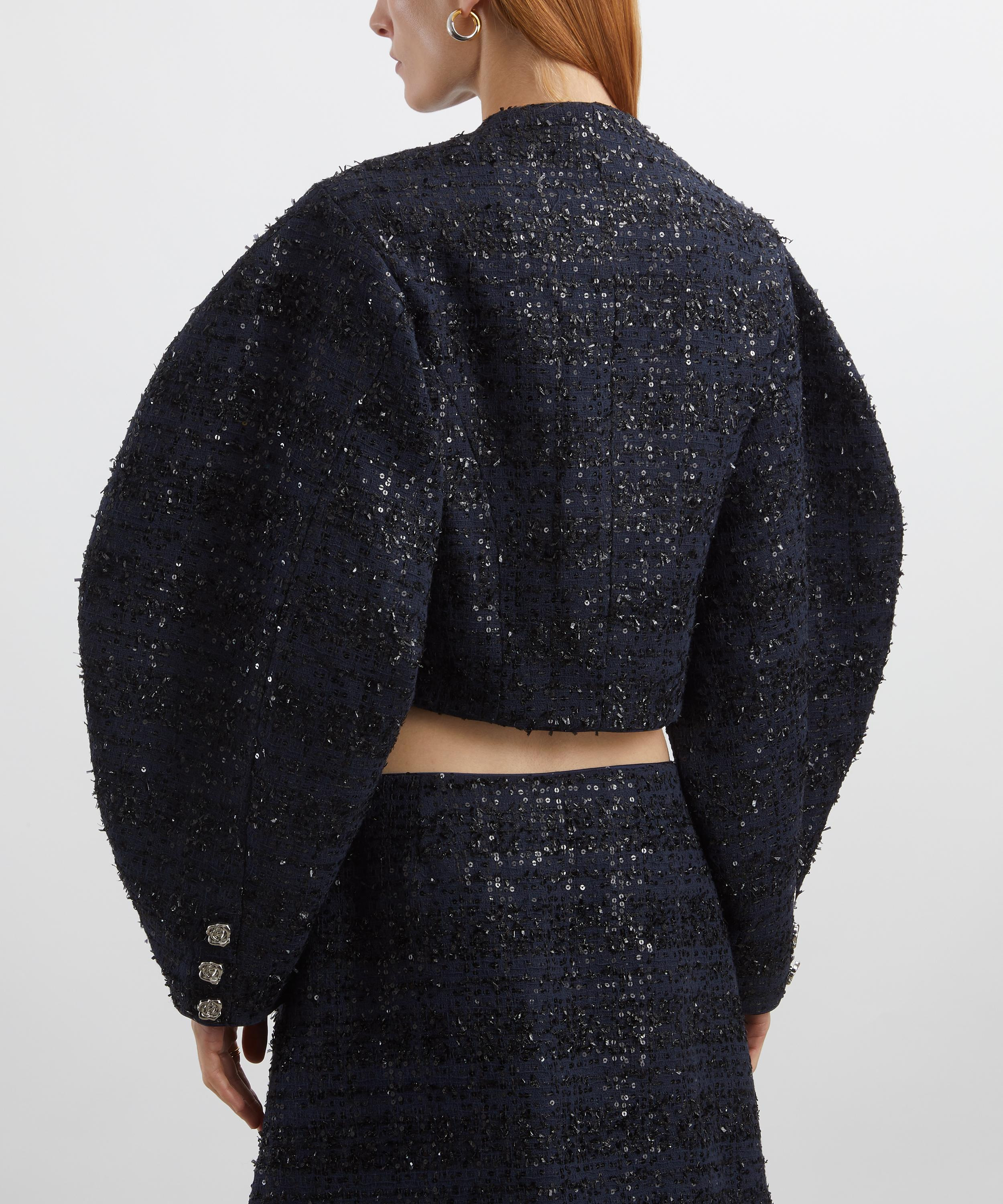 Bouclé Short Dark Blue Jacket - 4