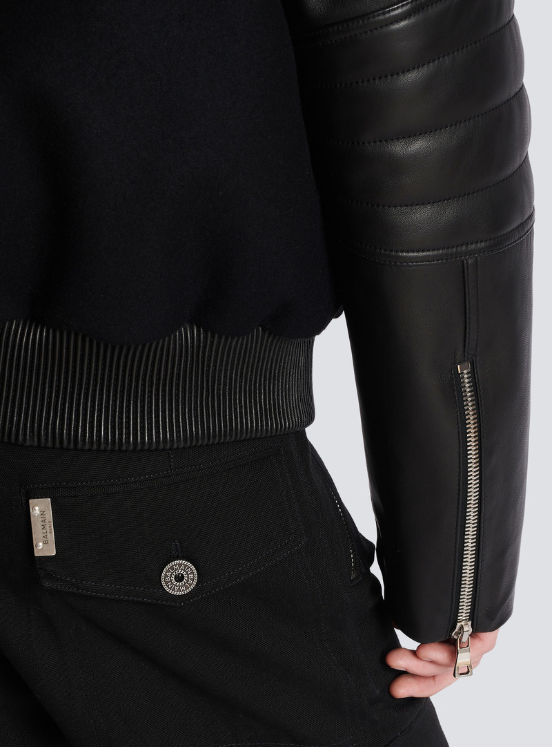Balmain leather and wool jacket 6