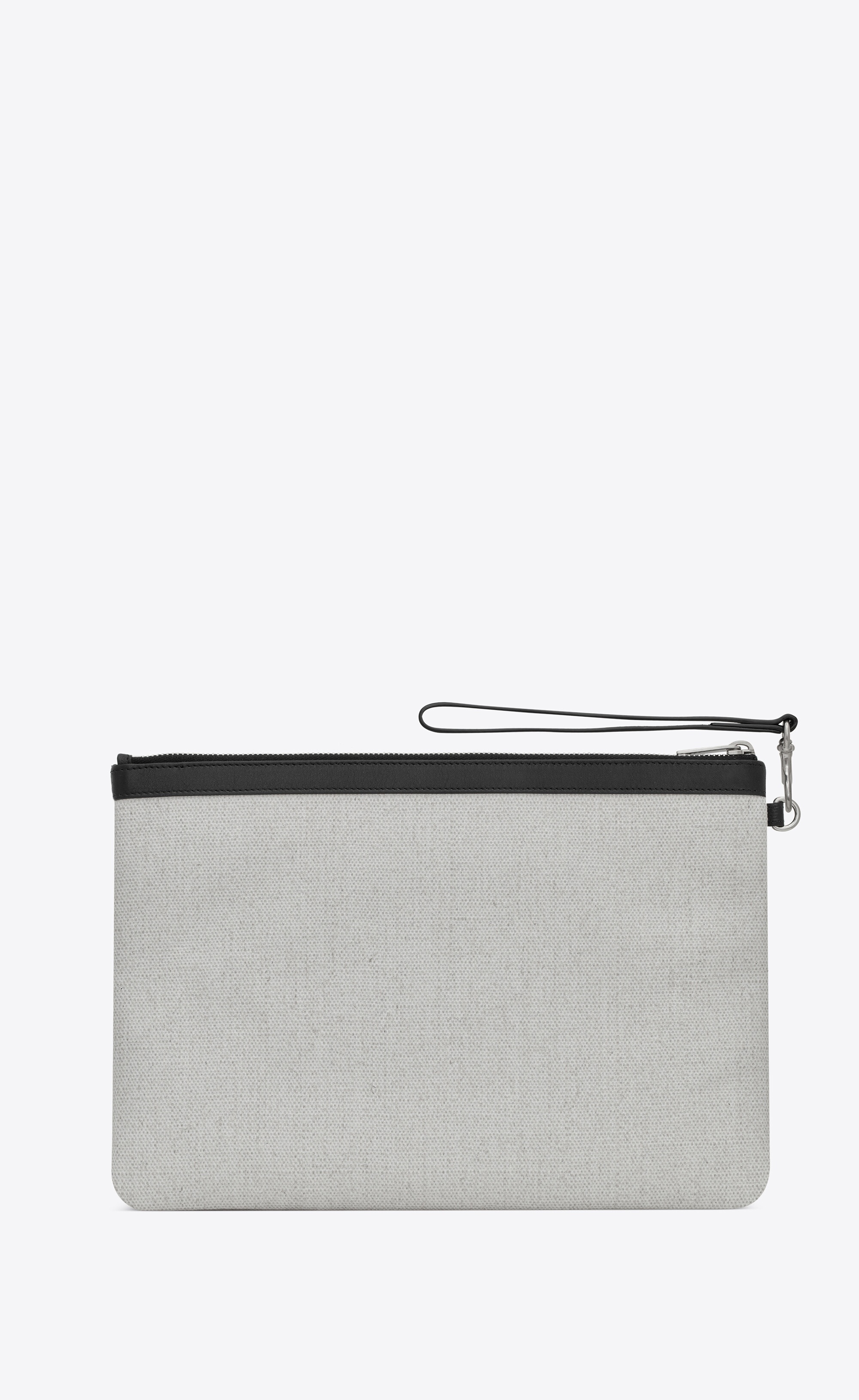 rive gauche zippered pouch in linen canvas - 2