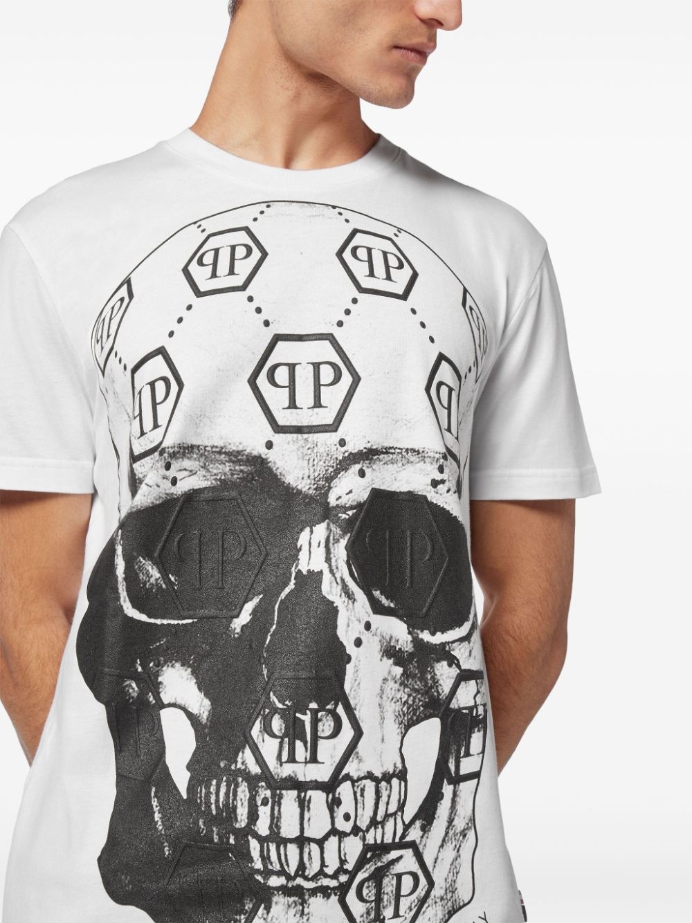 PHILIPP PLEIN スカルアントホンスクルネックシャシTシャツ PHILIPP PLEIN skull-print round-neck T-shirt | REVERSIBLE