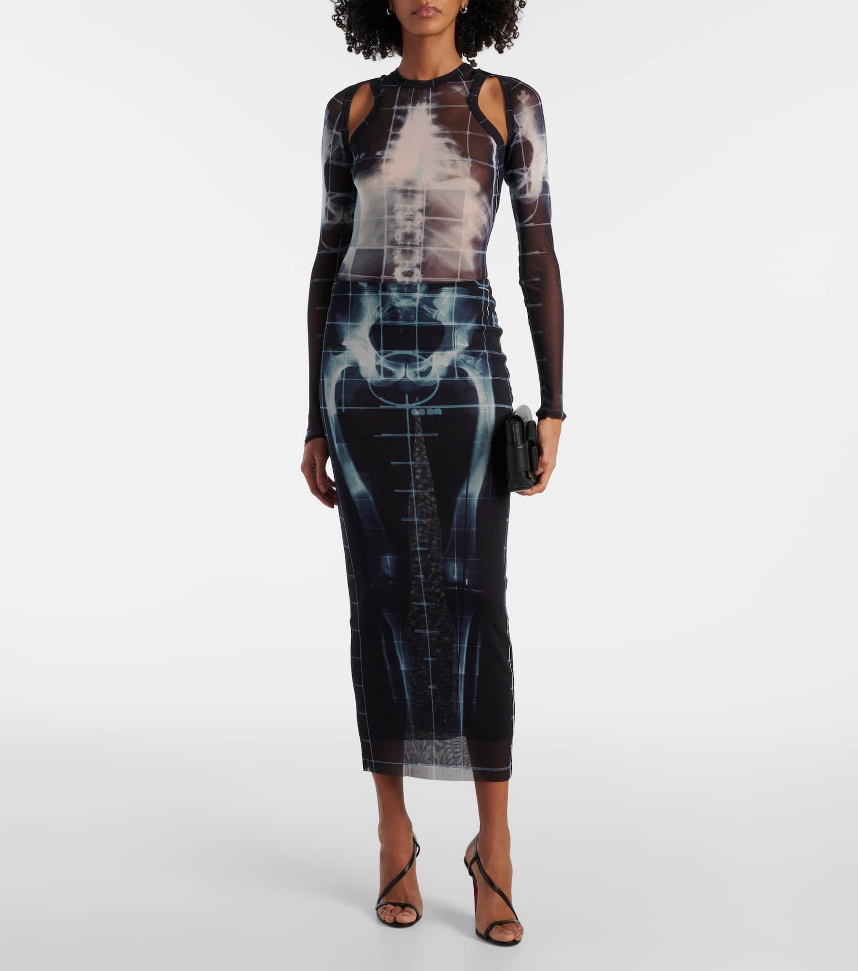 【Jean Paul Gaultier】 Squeletor semi-sheerメッシュ maxiスカ Jean Paul Gaultier Squeletor semi-sheer mesh maxi skirt