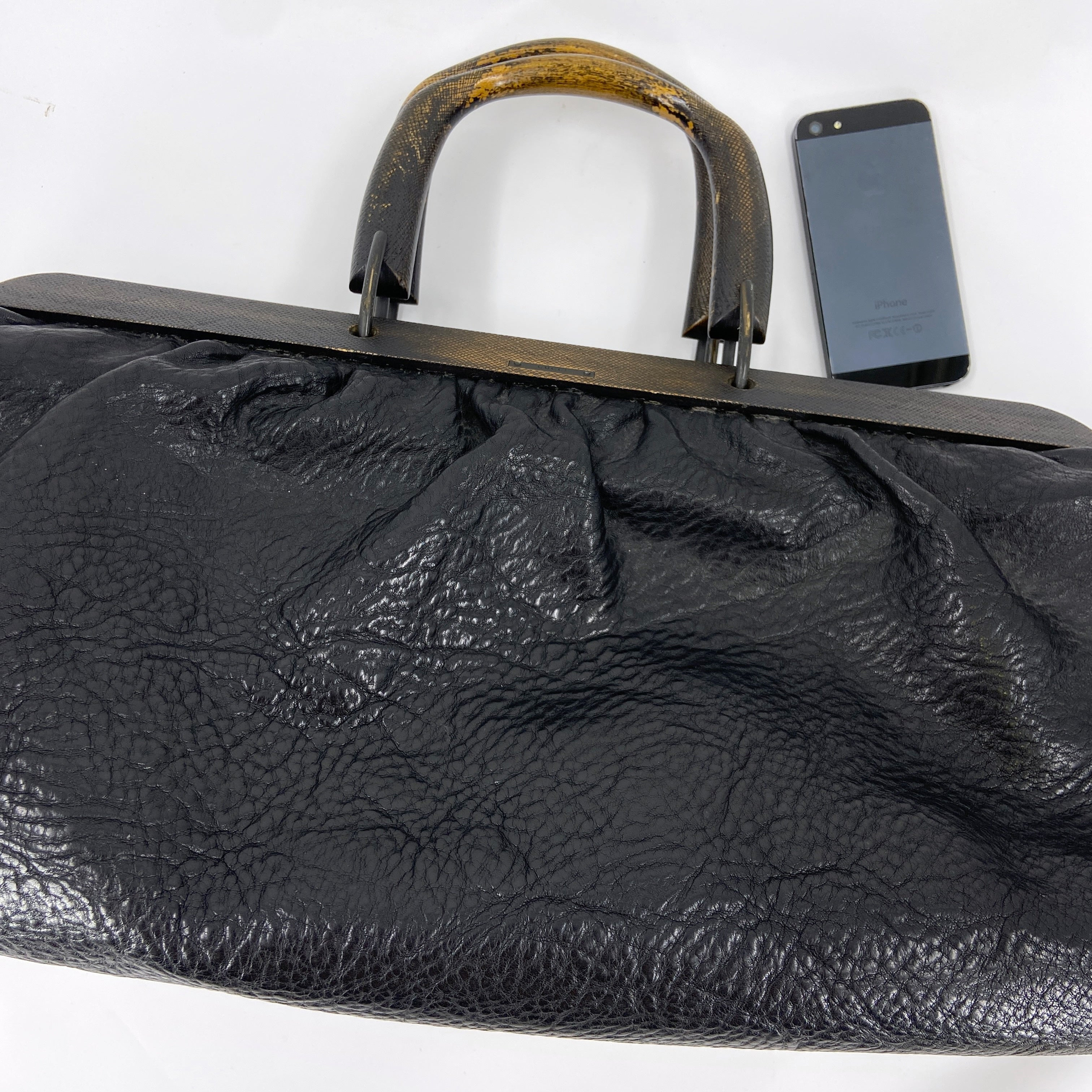 Gucci Fall 2002 Tom Ford Black Pebbled Buffalo Leather Doctors Bag - 14