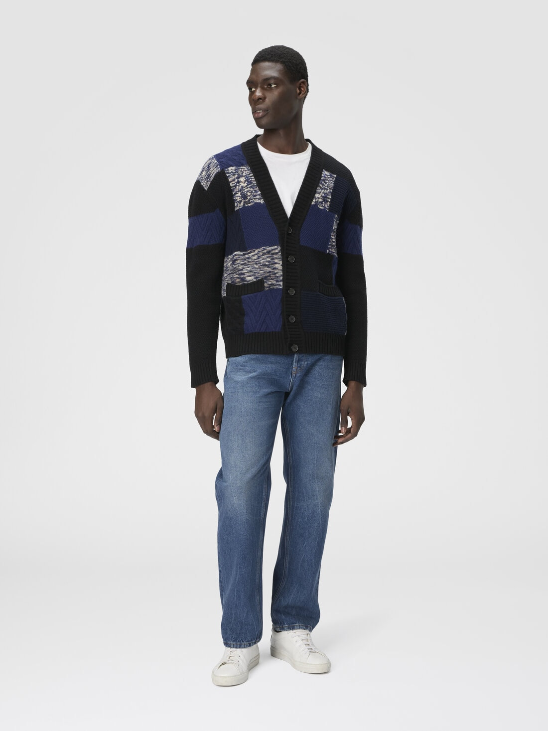 The cardigan in pure wool with flame and zigzag inserts - 2