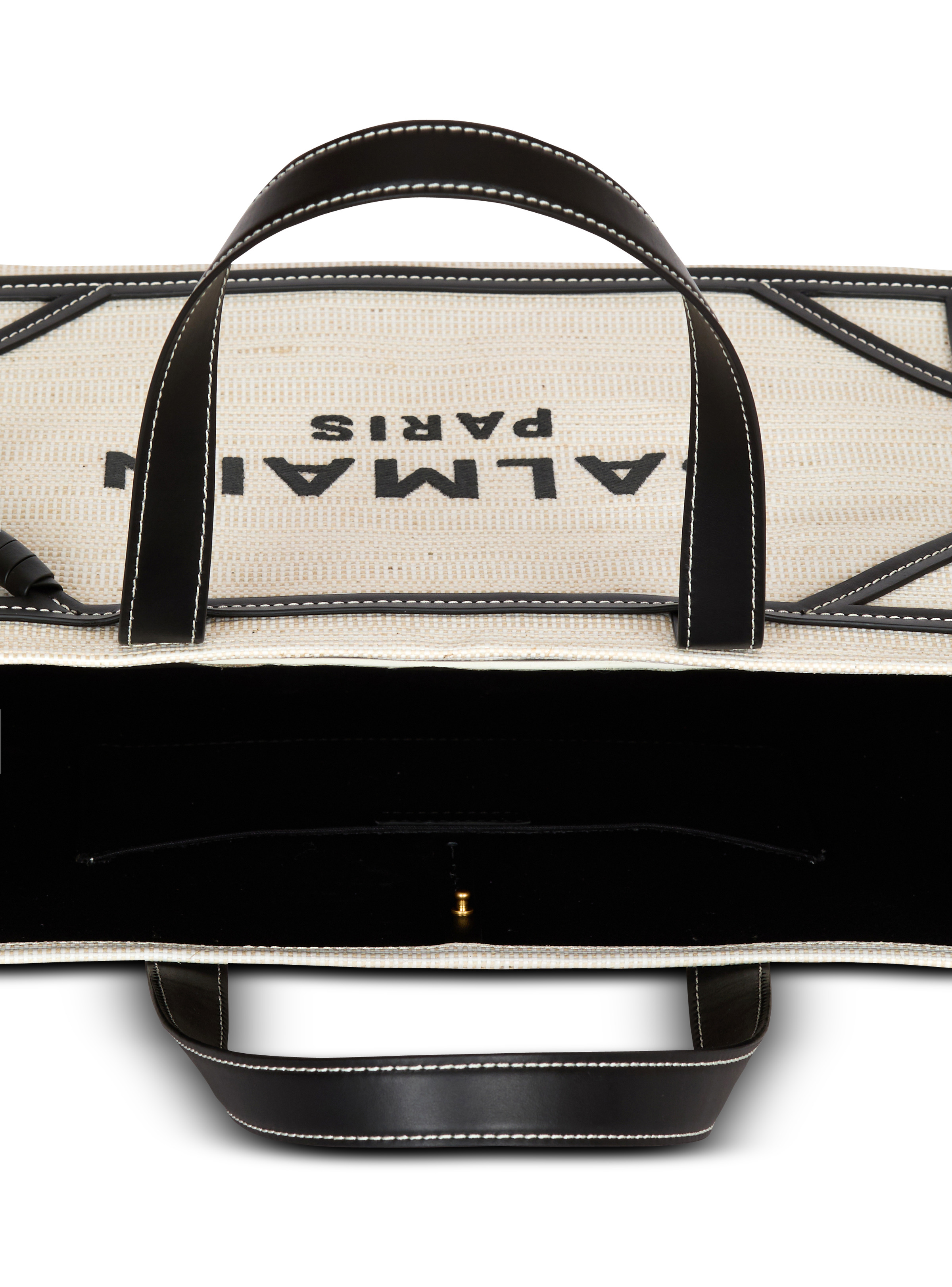 Medium raffia B-Army tote bag - 6