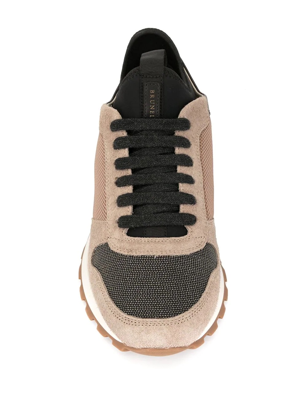 panelled leather sneakers - 4