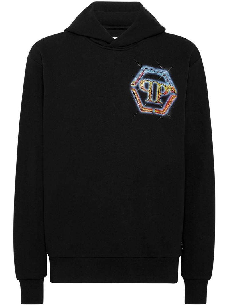 embellished logo-print hoodie 1
