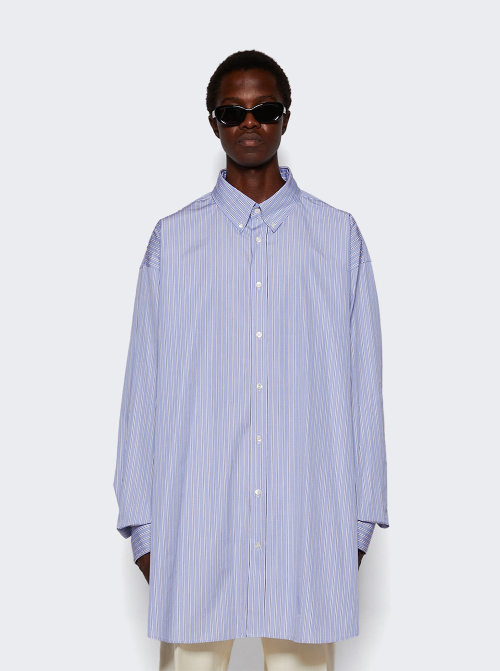 Cotton Oxford Shirt Blue Stripe - 3