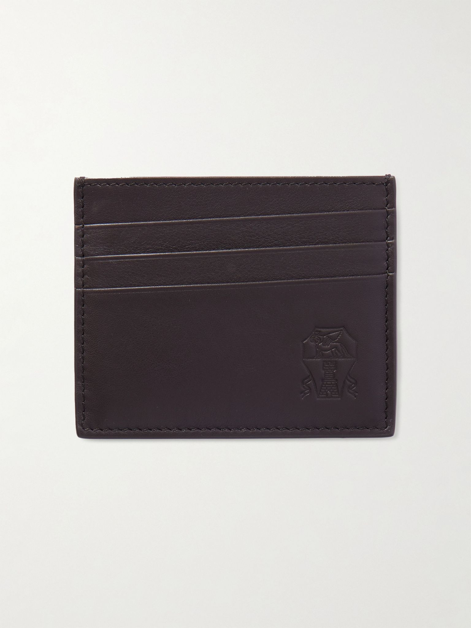 Logo-Debossed Leather Cardholder Brown - 1