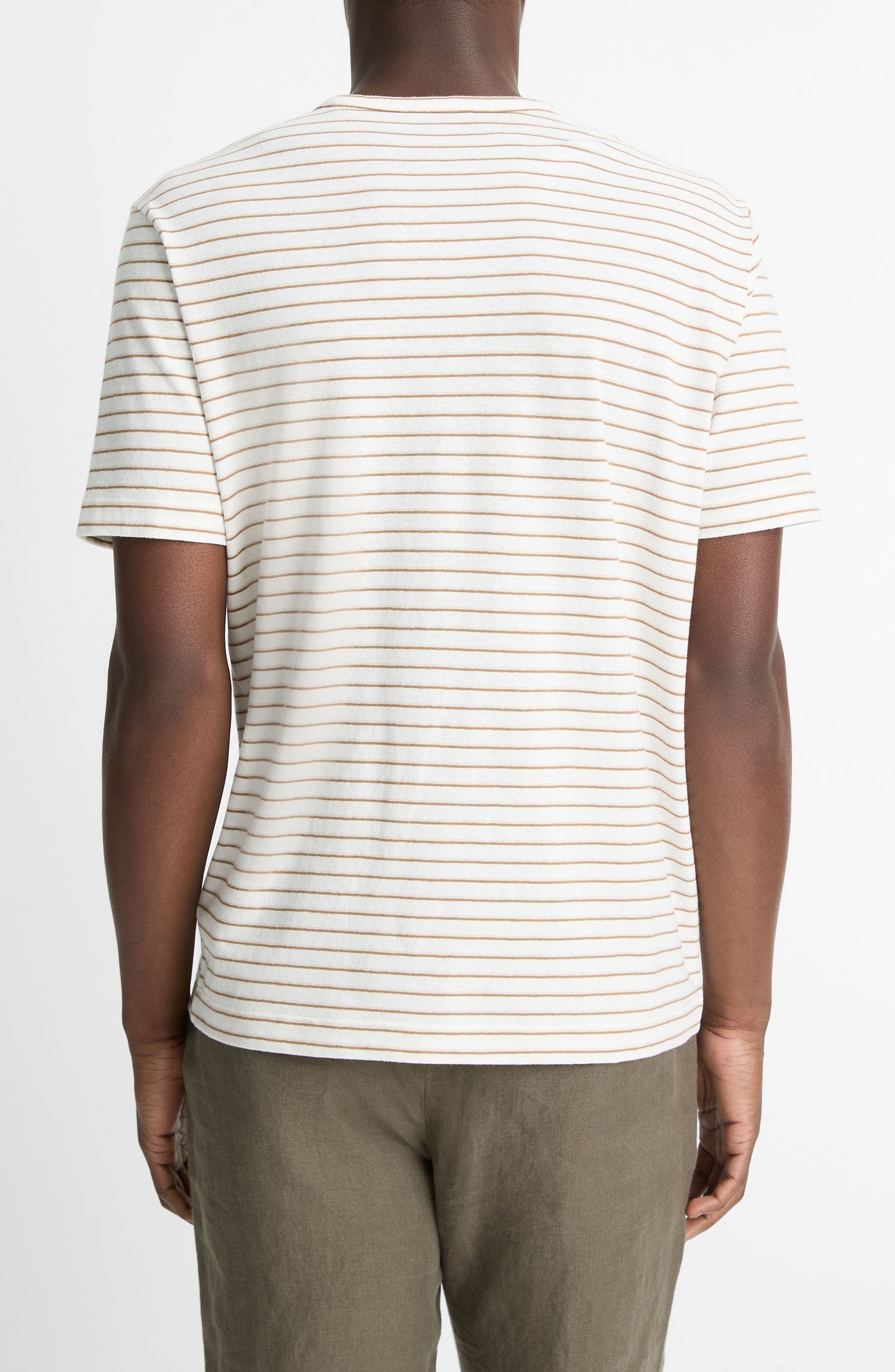 Vince Stripe Linen & Cotton T-Shirt in Natural Combo at Nordstrom - 2