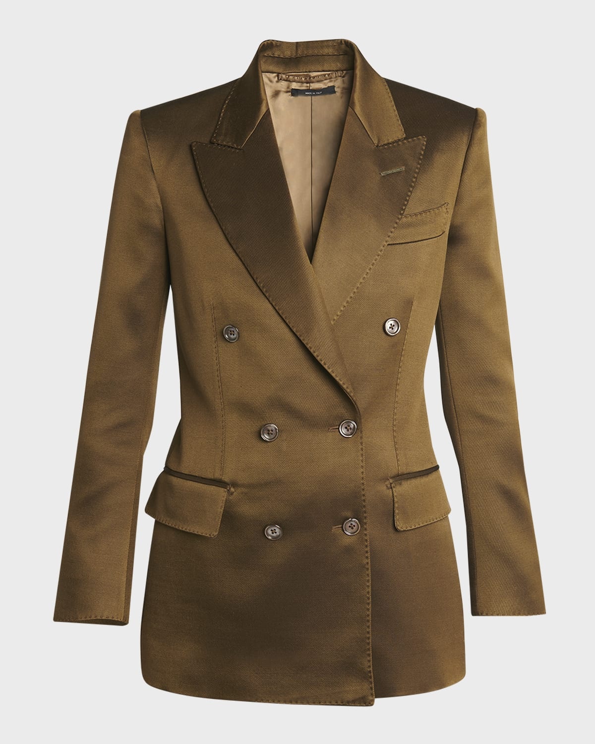 Silk-Wool Twill Double-Breasted Jacket - 1