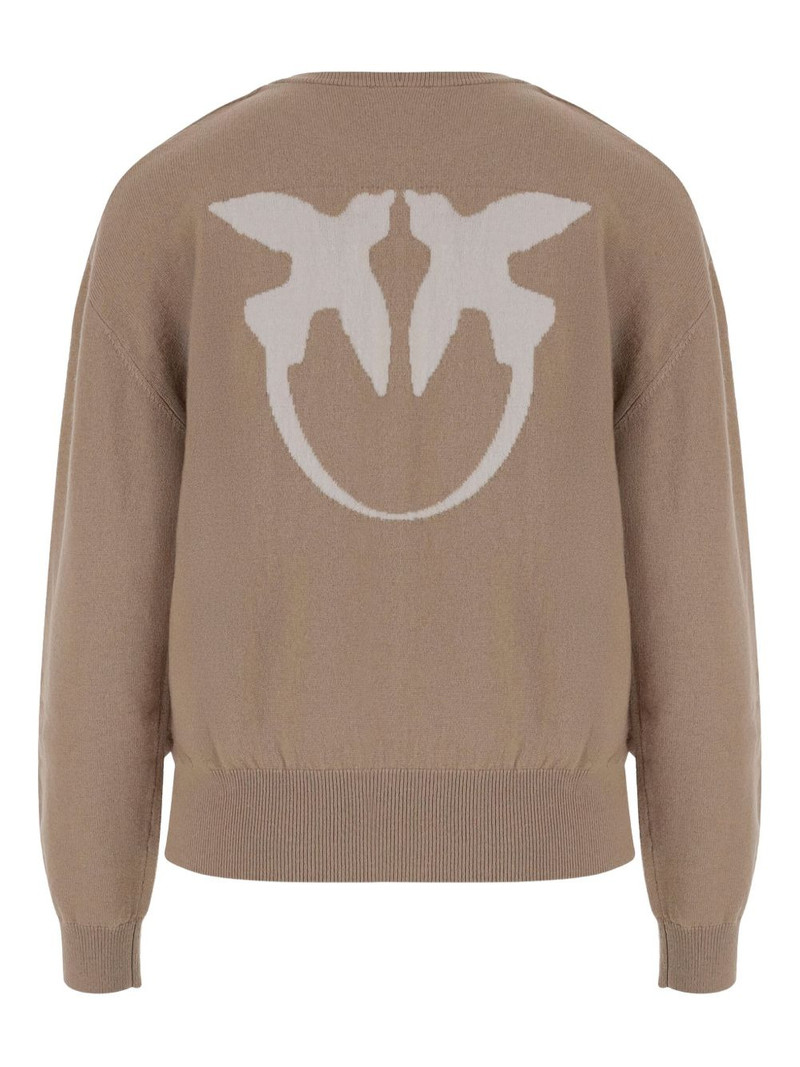 PINKO Love Birds-logo crew-neck sweater outlook