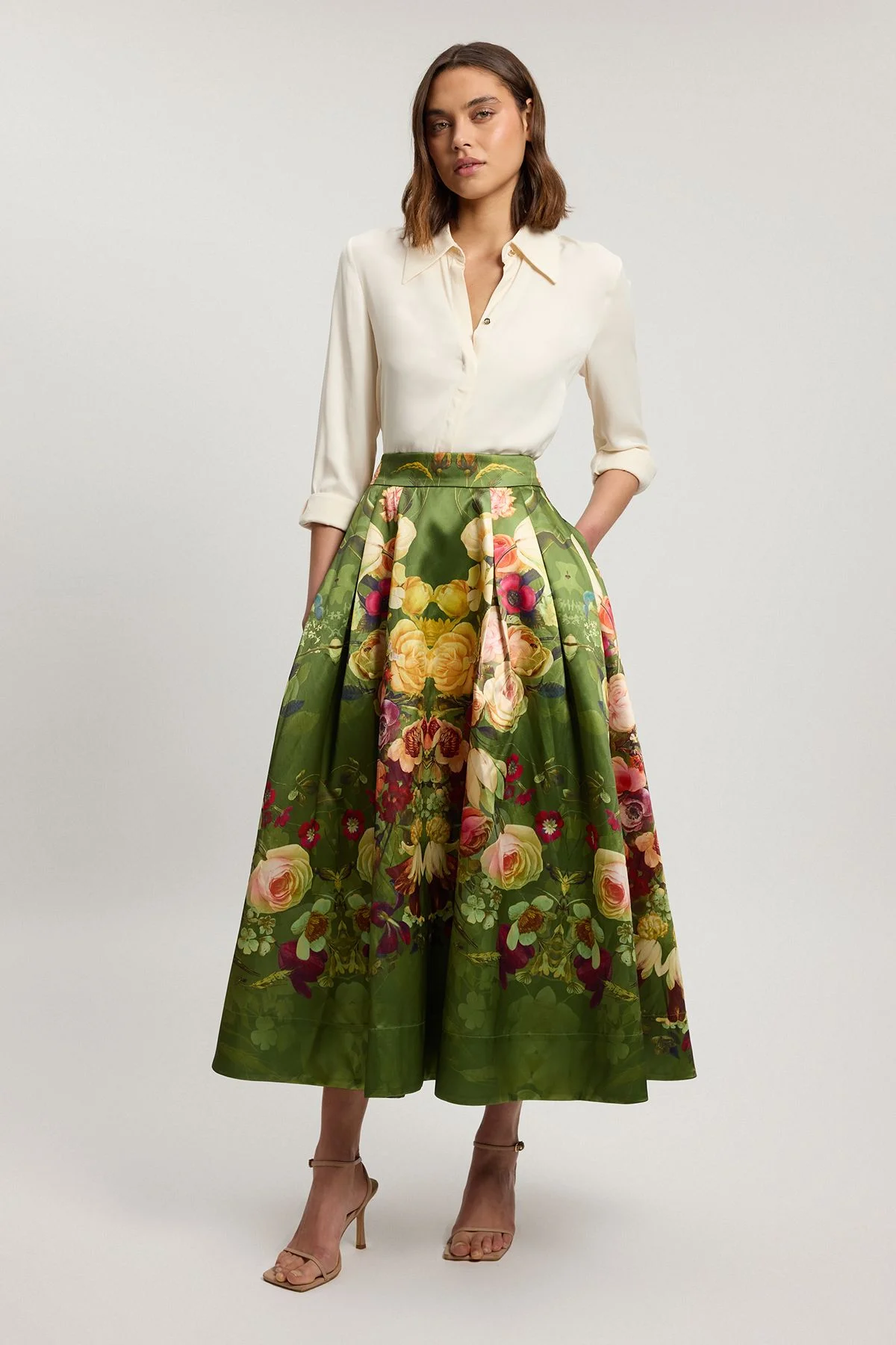 Floral twill woven prom skirt - 1