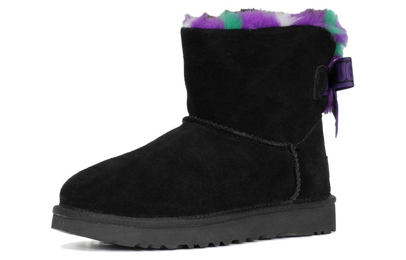 UGG (WMNS) UGG Mini Bailey Bow Plaid Punk Boot 'Black Purple' 1130594-BLK outlook