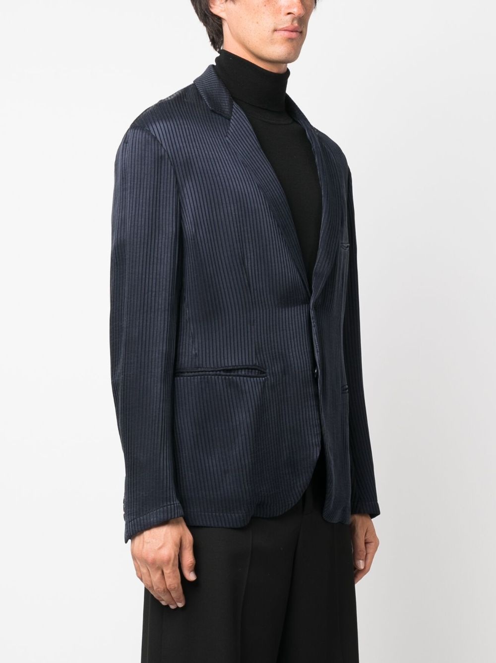 striped single-breasted blazer - 3