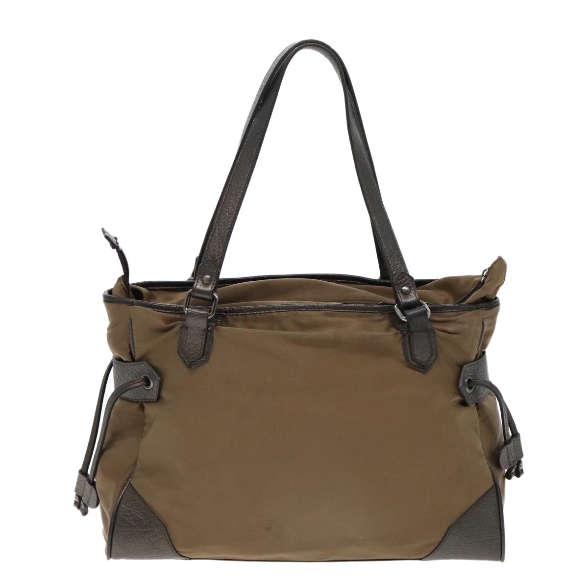 Burberry Tote Bag Nylon Leather Brown Dark Brown Silver - 2
