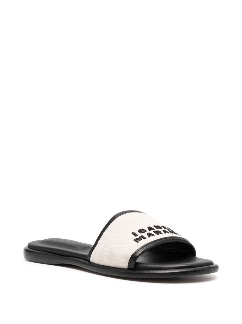 Isabel Marant logo-embroidery leather slides outlook