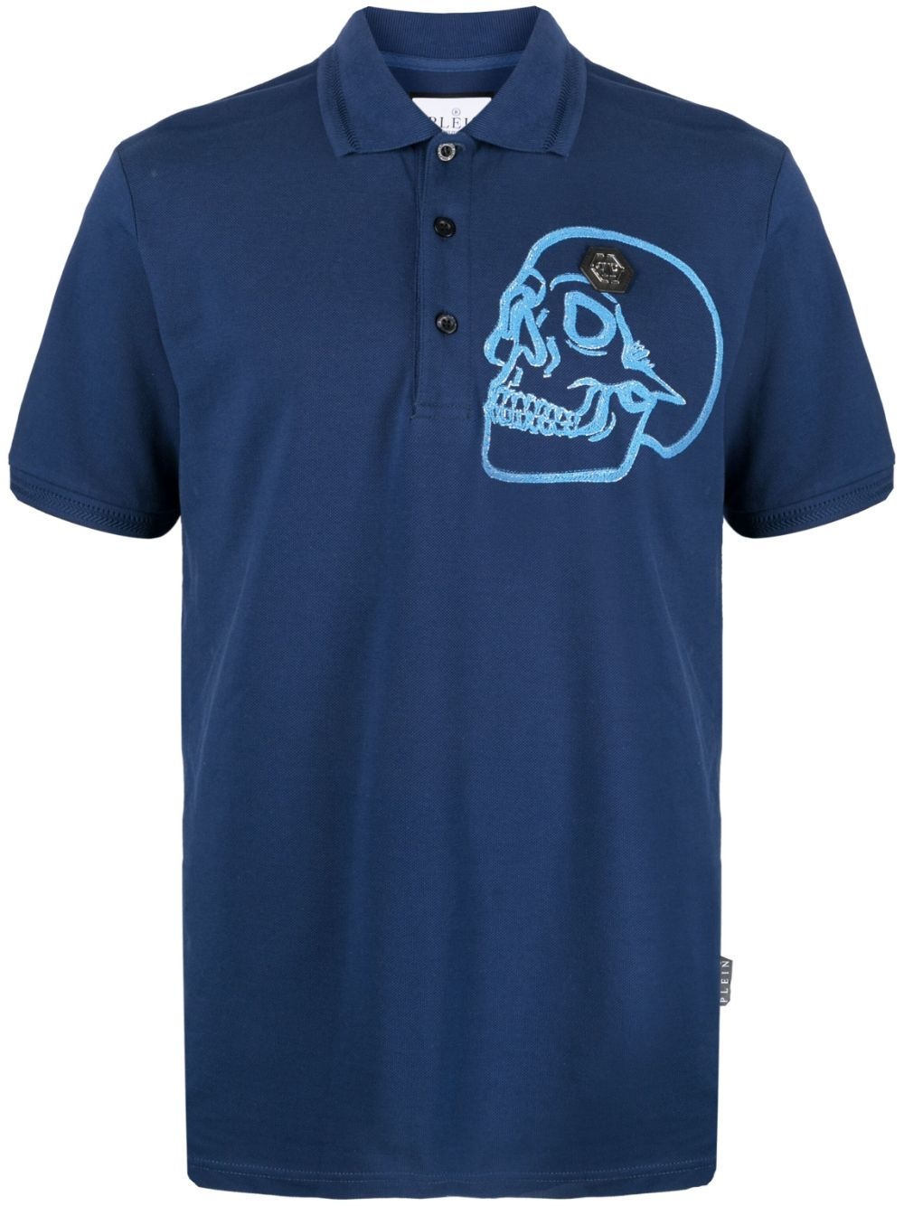 skull-appliqué cotton polo shirt - 1