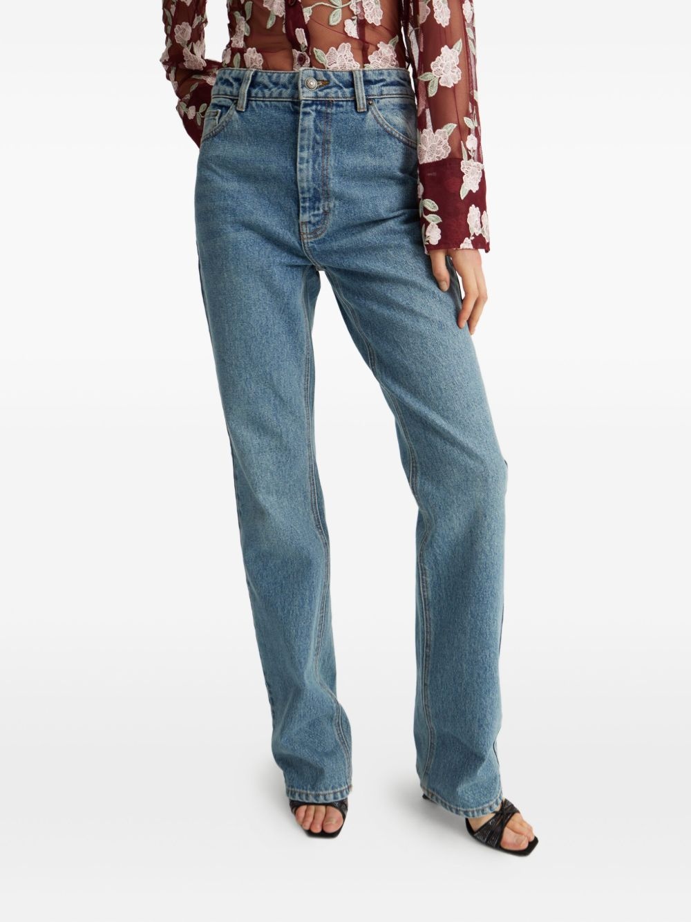 straight-leg cotton jeans - 4