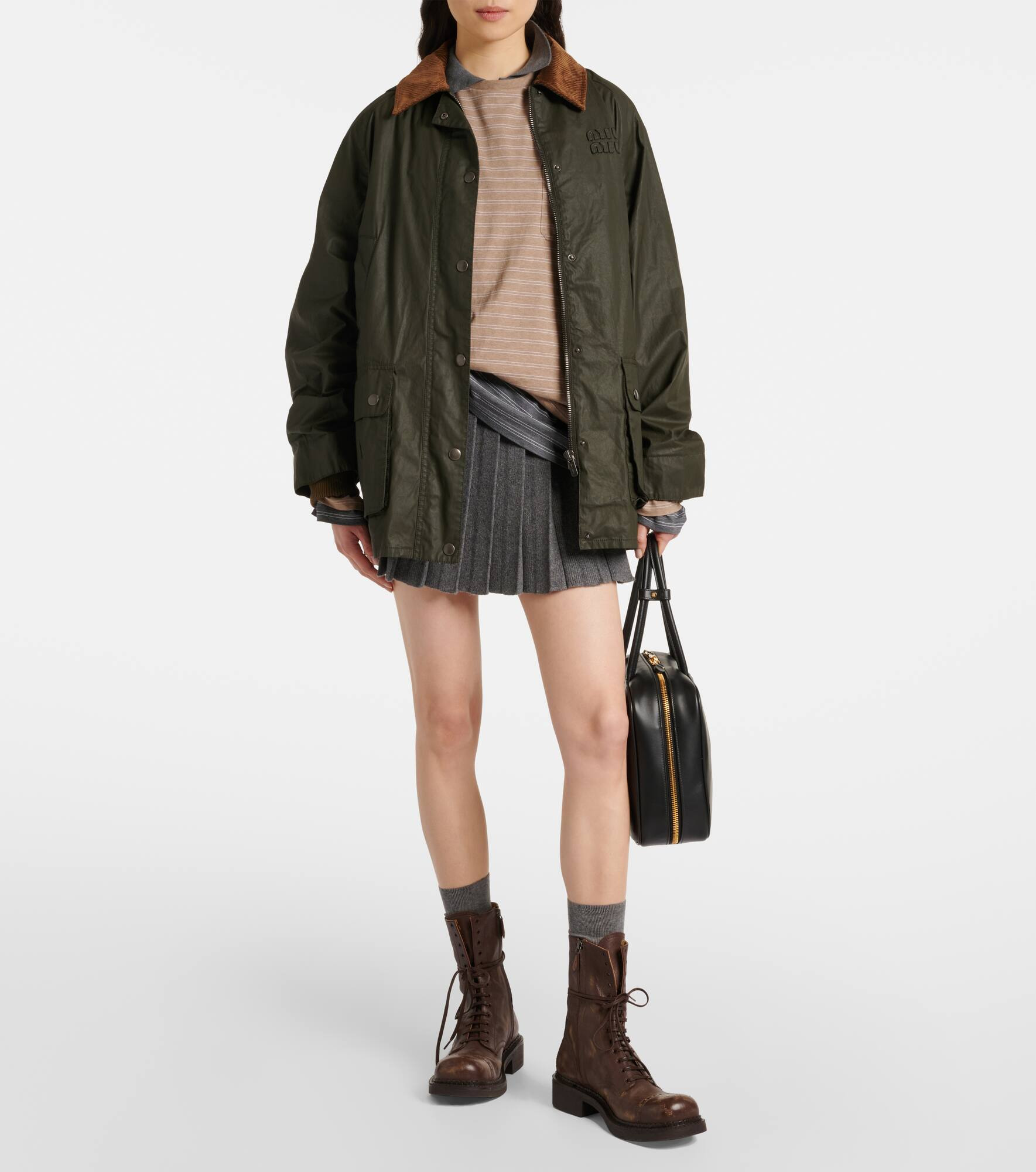 Corduroy-trimmed poplin jacket - 2