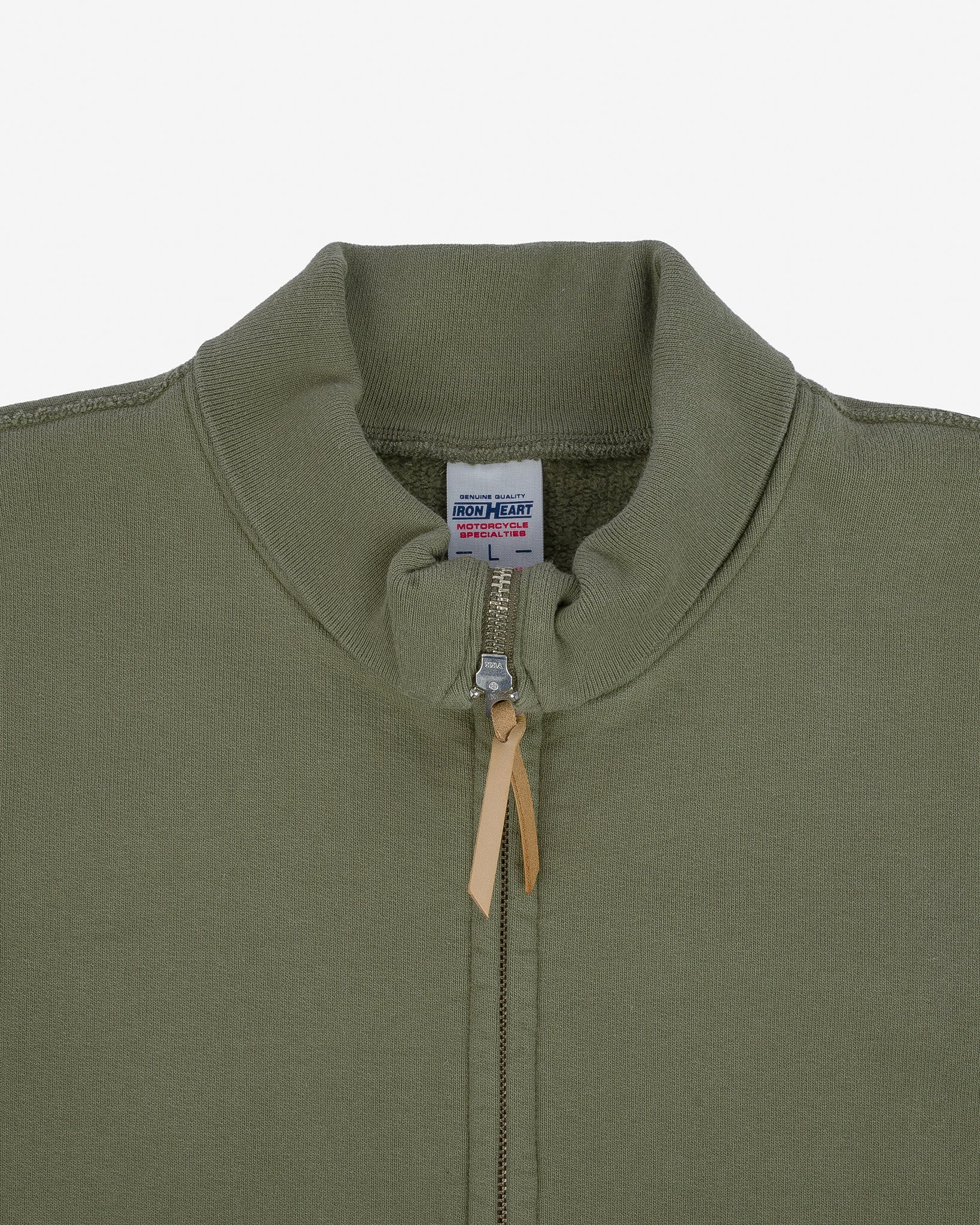 IHSW-11-OLV 14oz Ultra Heavyweight Loopwheel Cotton Zip Up Sweater - Olive Green - 7