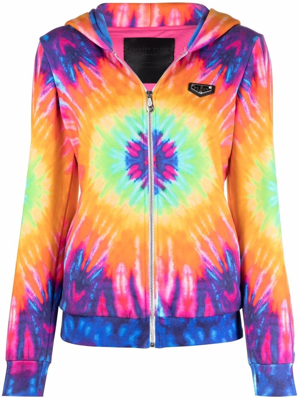 logo-print tie-dye zipped hoodie - 1