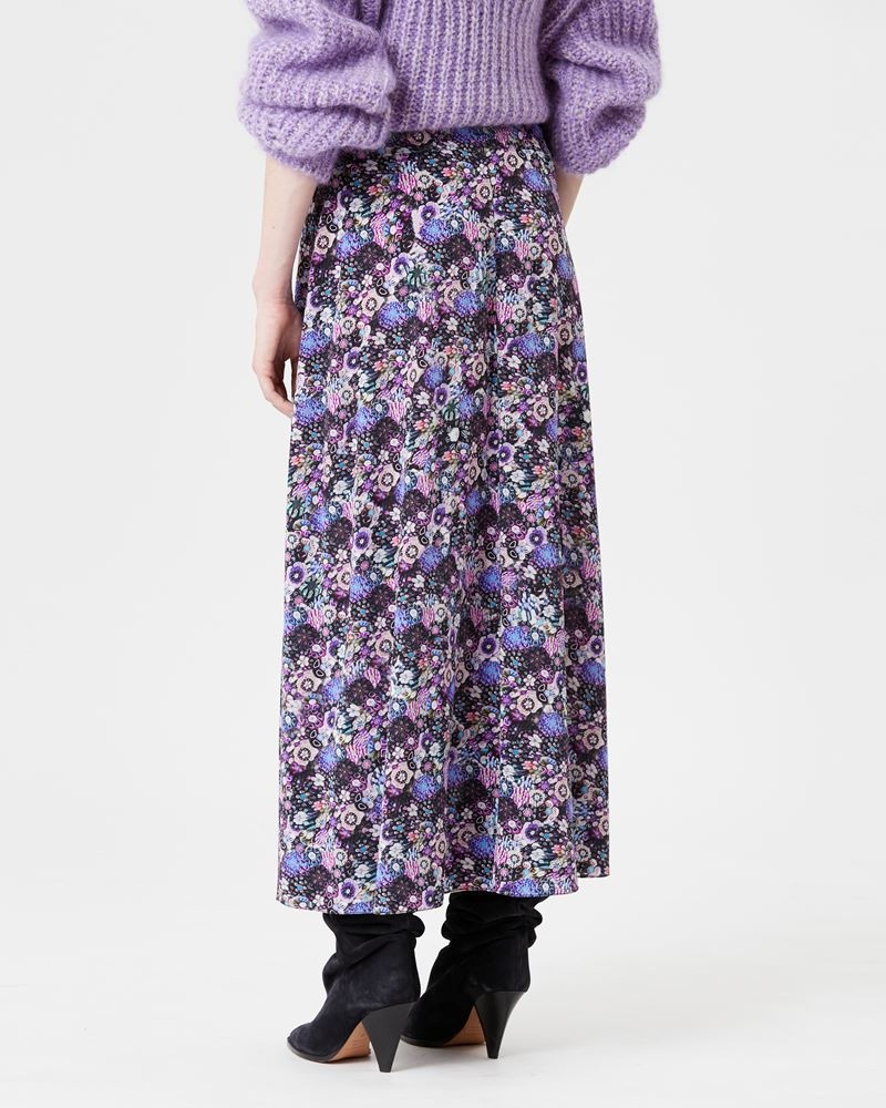 SAKURA FLORAL STRETCH-SILK LONG SKIRT - 5