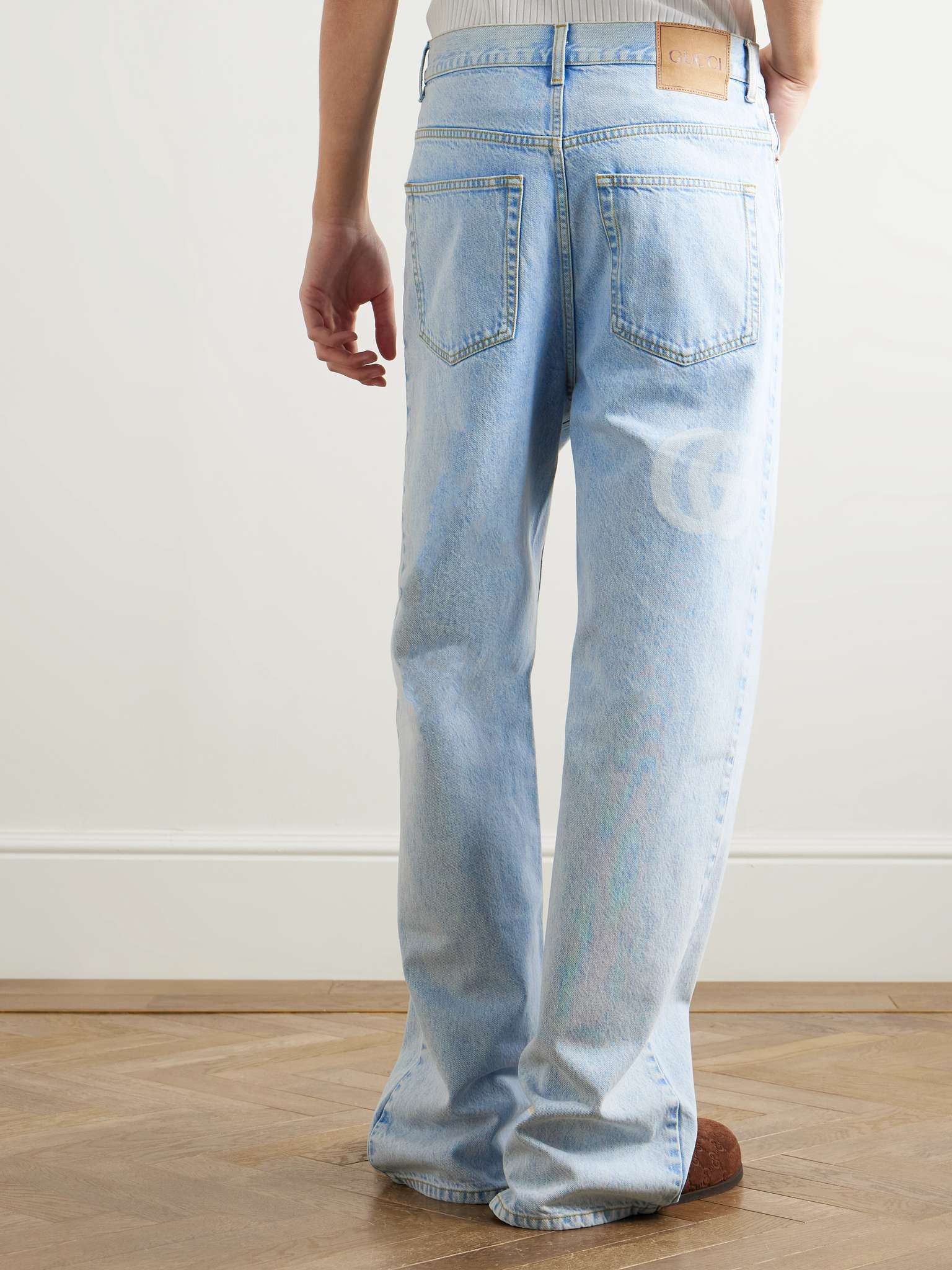 Straight-Leg Logo-Print Jeans - 4