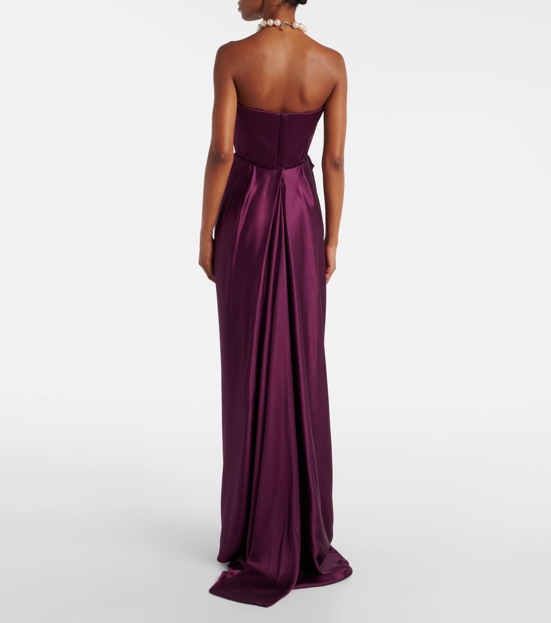 Galaxy draped crêpe satin bustier gown - 3