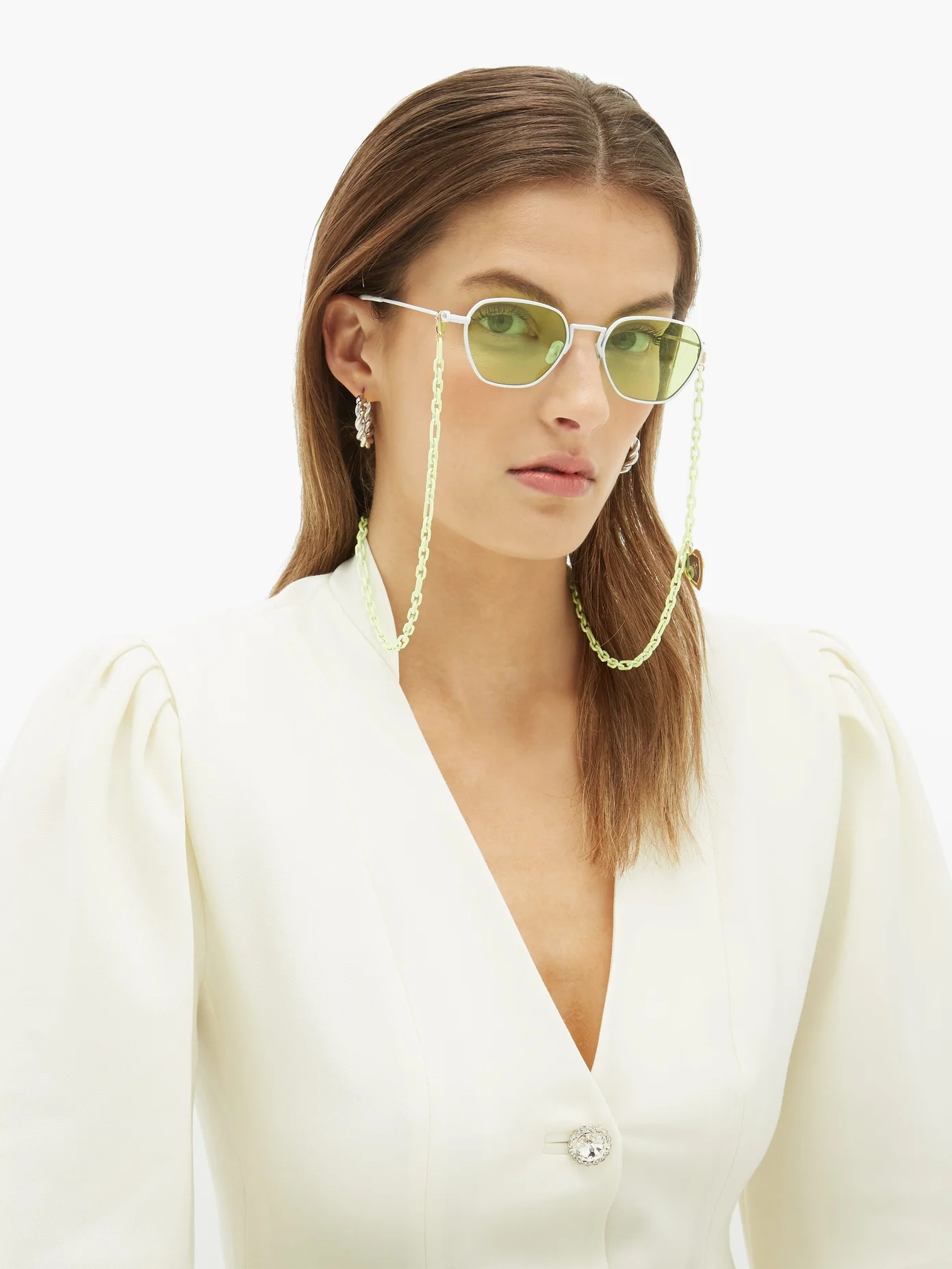 X Alessandra Rich hexagonal sunglasses and chain - 2