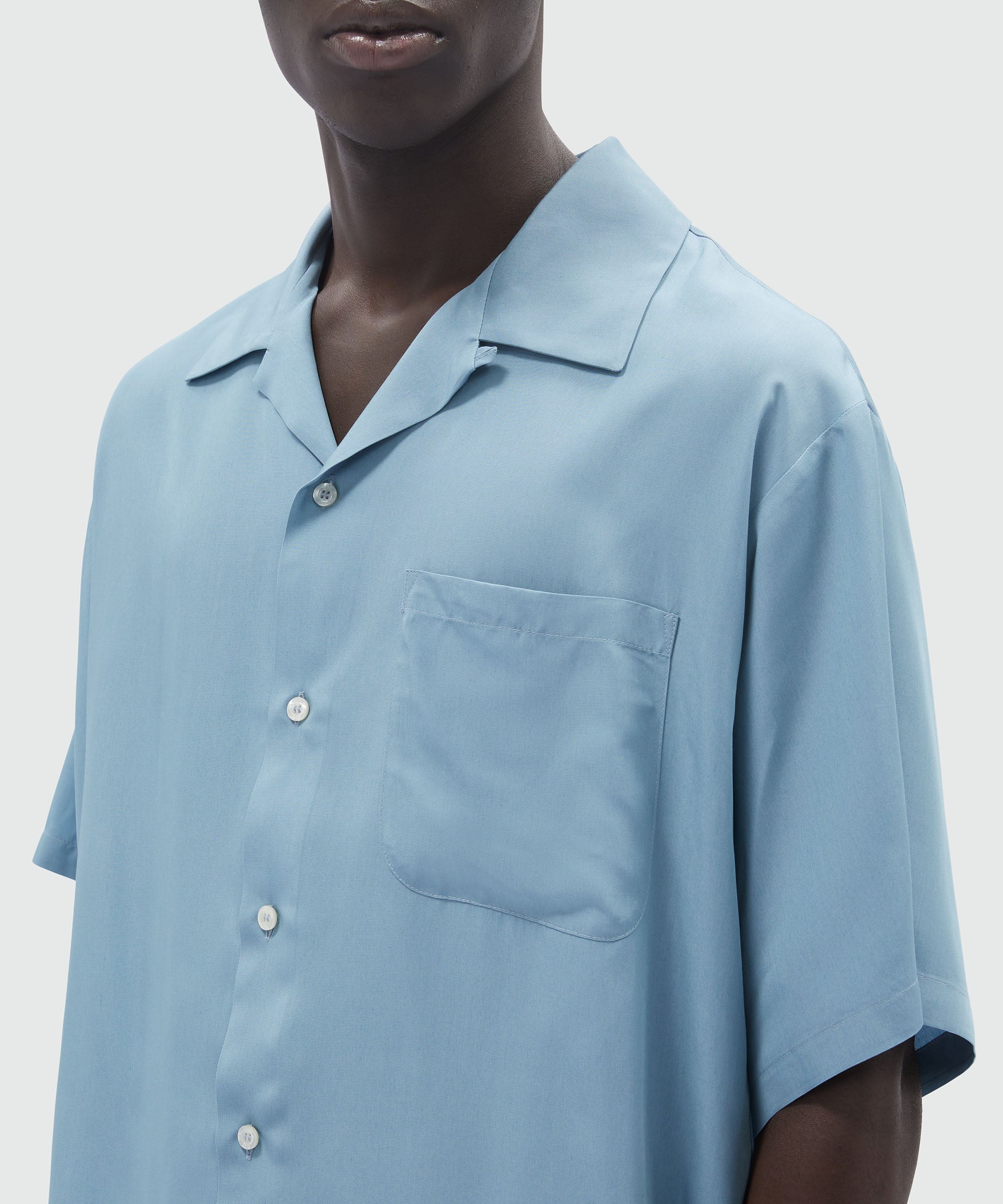 Shirt in powder blue fluid fabric - 5