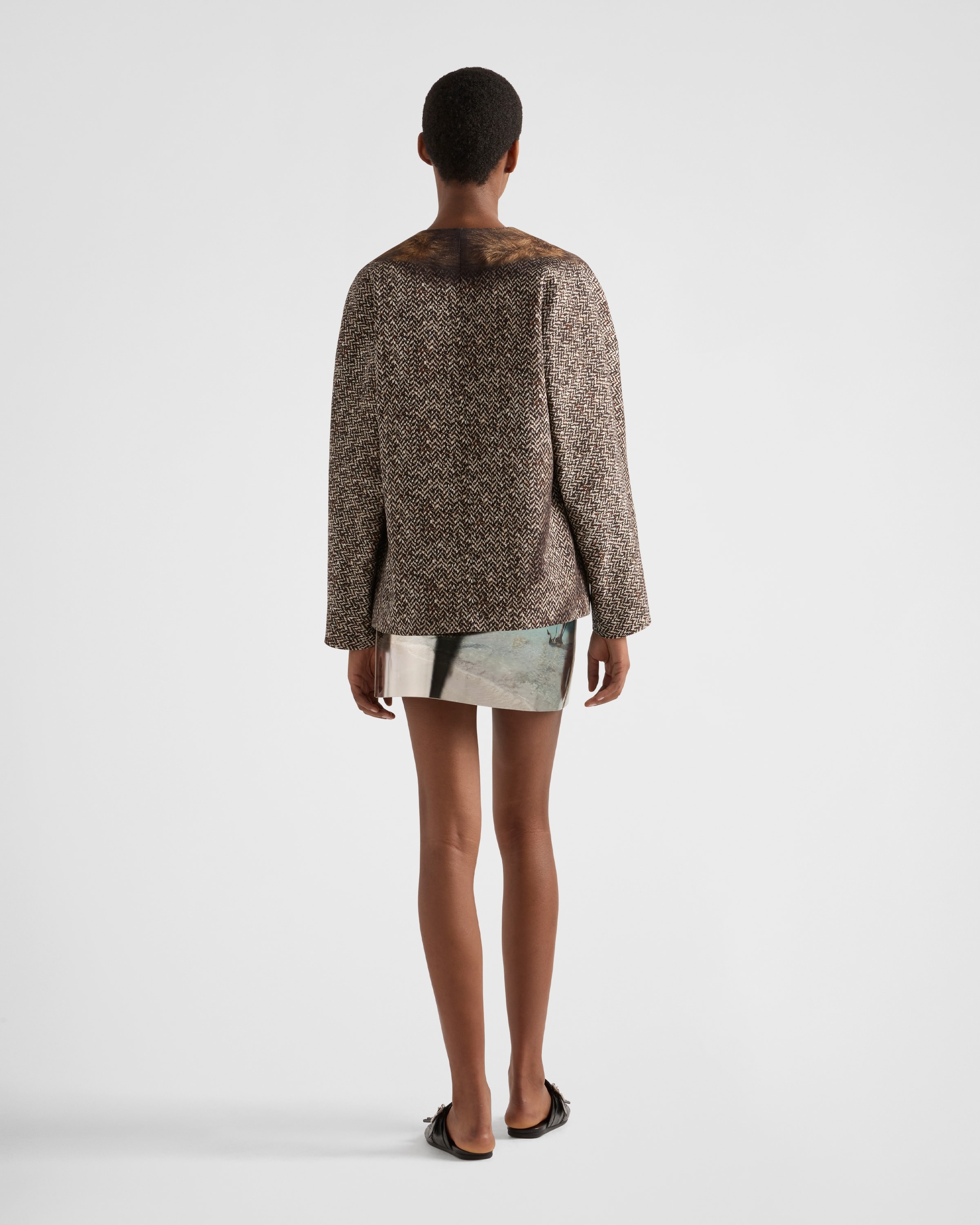 Single-breasted printed drill caban jacket - 5