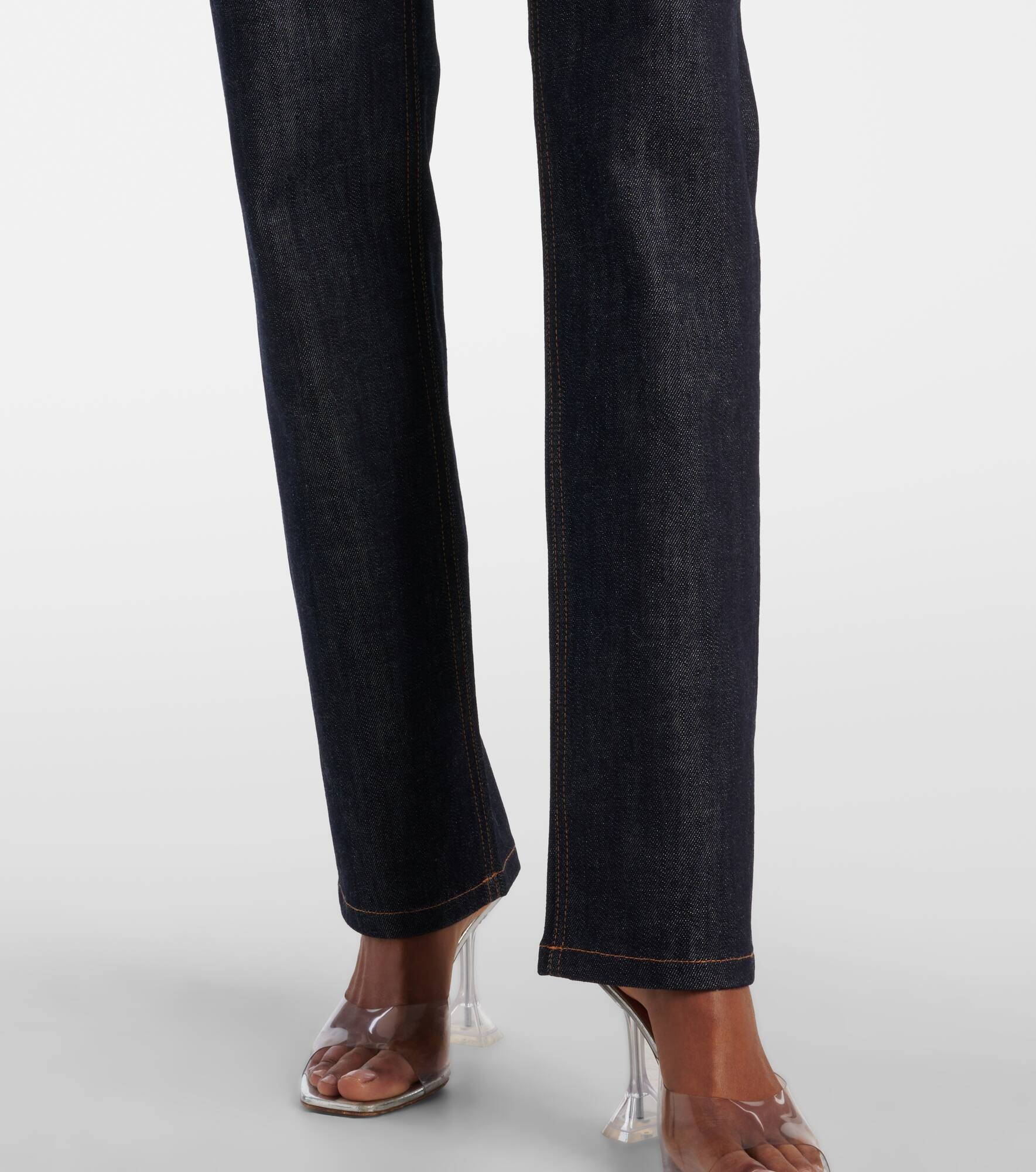 Lace-up high-rise straight jeans - 5