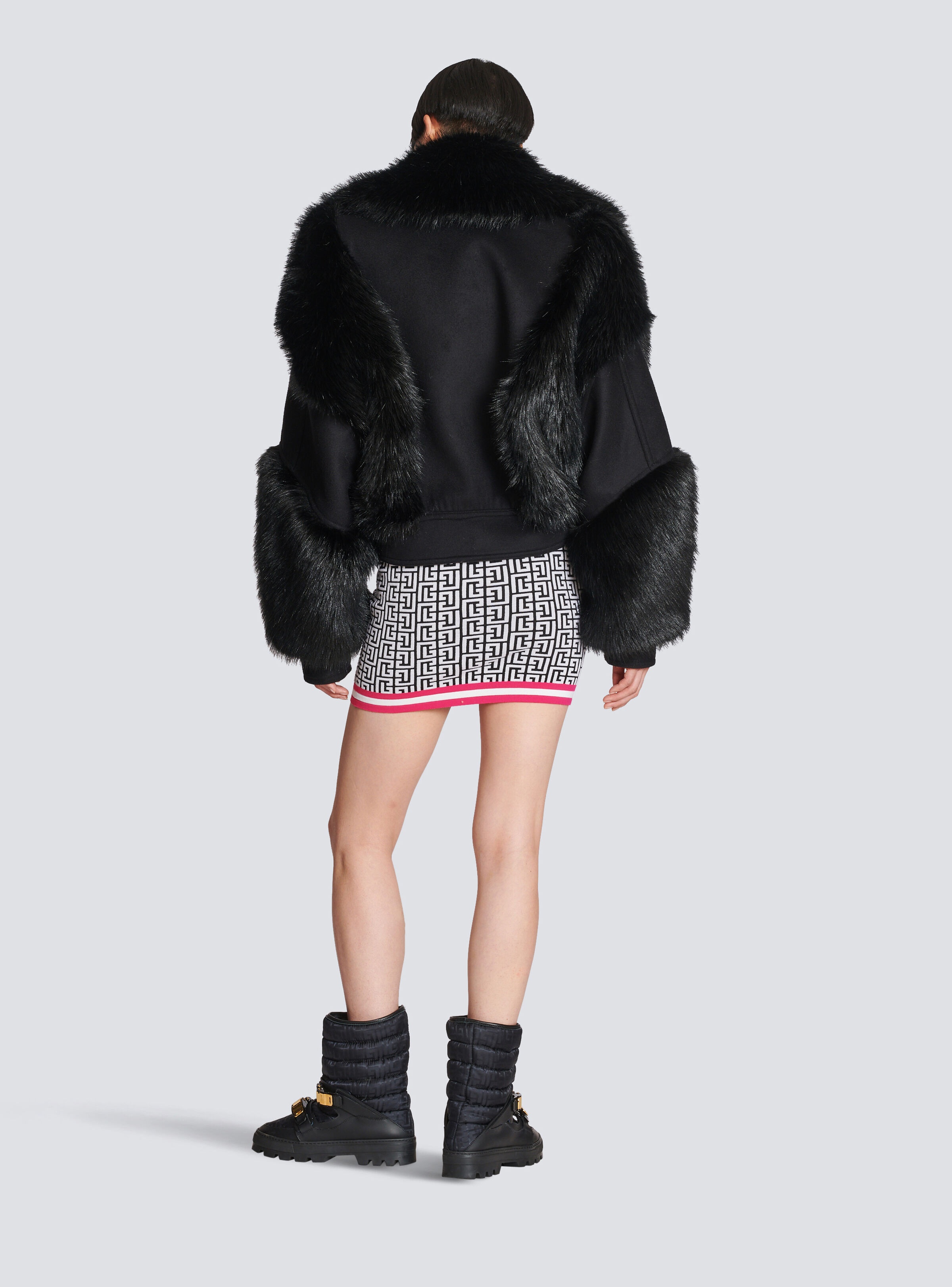 Wool and faux fur jacket - 4