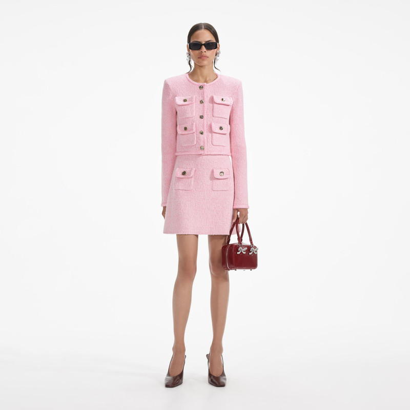 Pink Melange Merino Knit Skirt 1