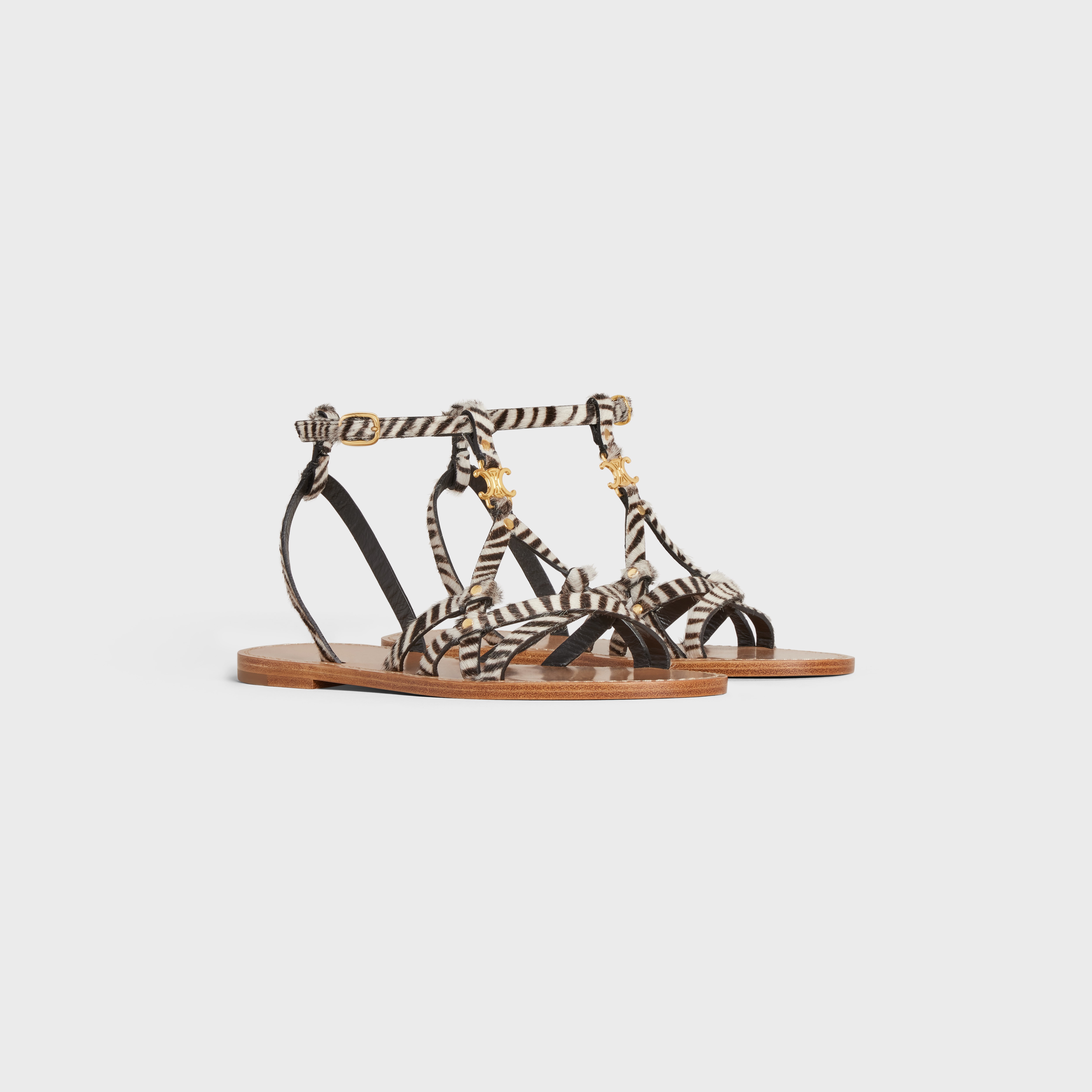 TAILLAT TRIOMPHE SANDAL in ZEBRA PRINTED HAIRY CALFSKIN - 2