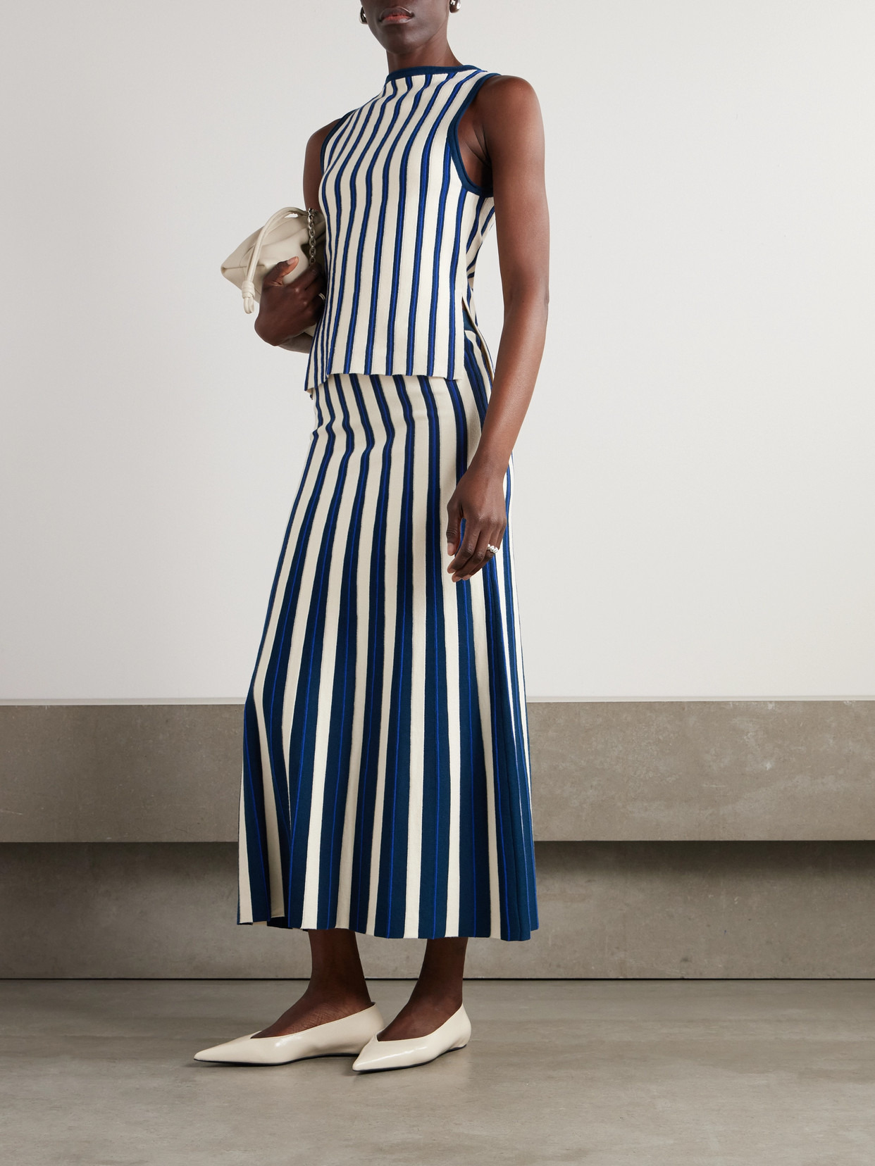 Manglar Striped Knitted Organic Cotton Midi Skirt - 2