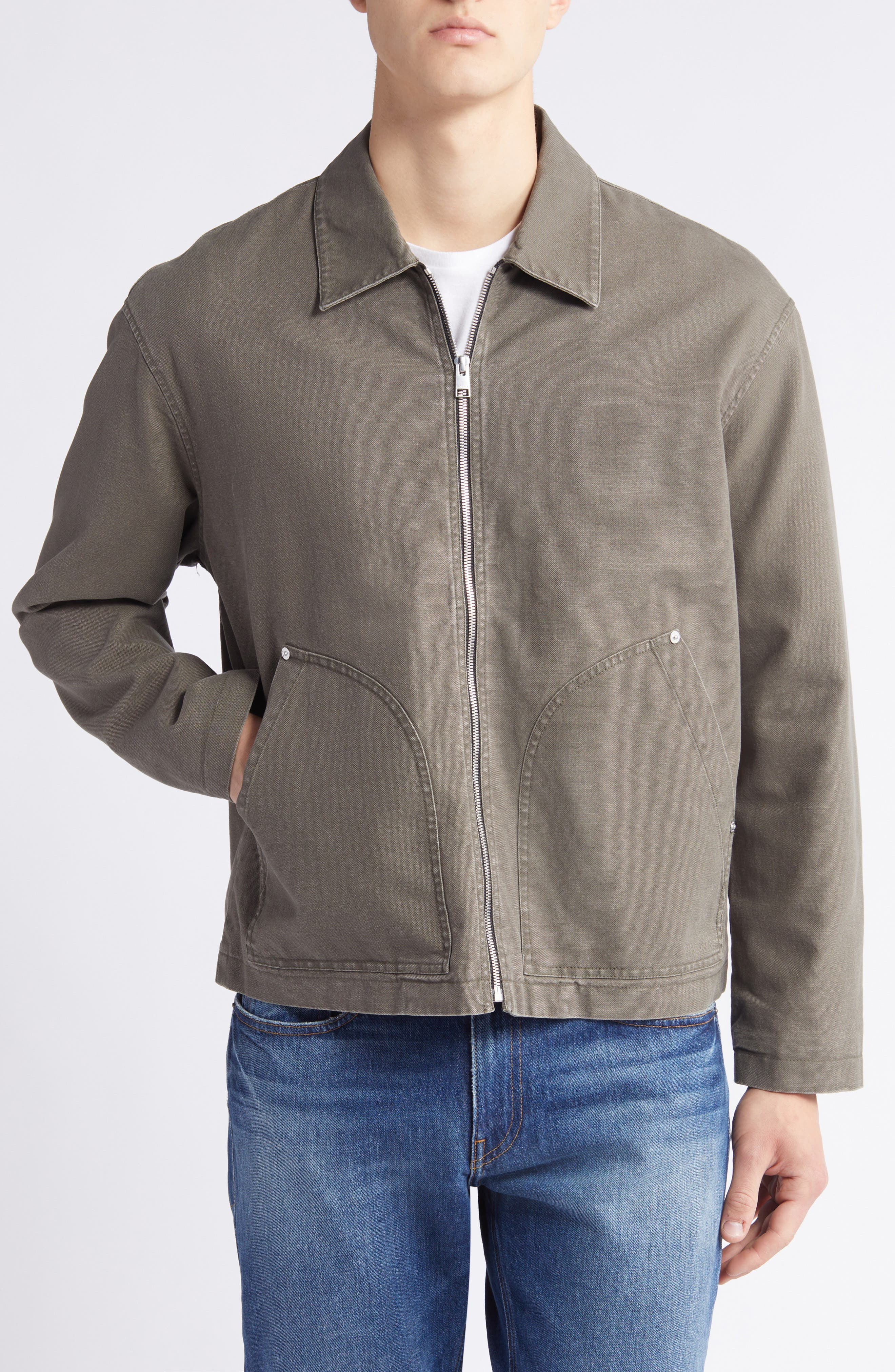 FRAME Garment Washed Denim Trucker Jacket in Olive Green at Nordstrom - 4