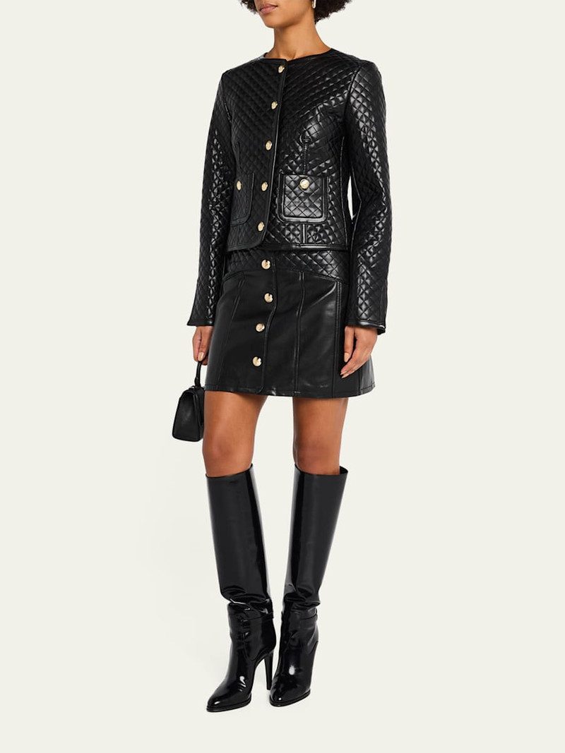 Cinq à Sept Claudia Quilted Vegan Leather Mini Skirt outlook