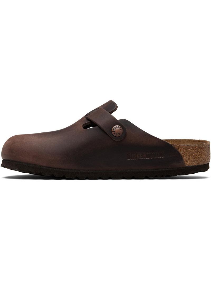 BIRKENSTOCK Brown Regular Boston Oiled Leather Slip-on Loafers outlook