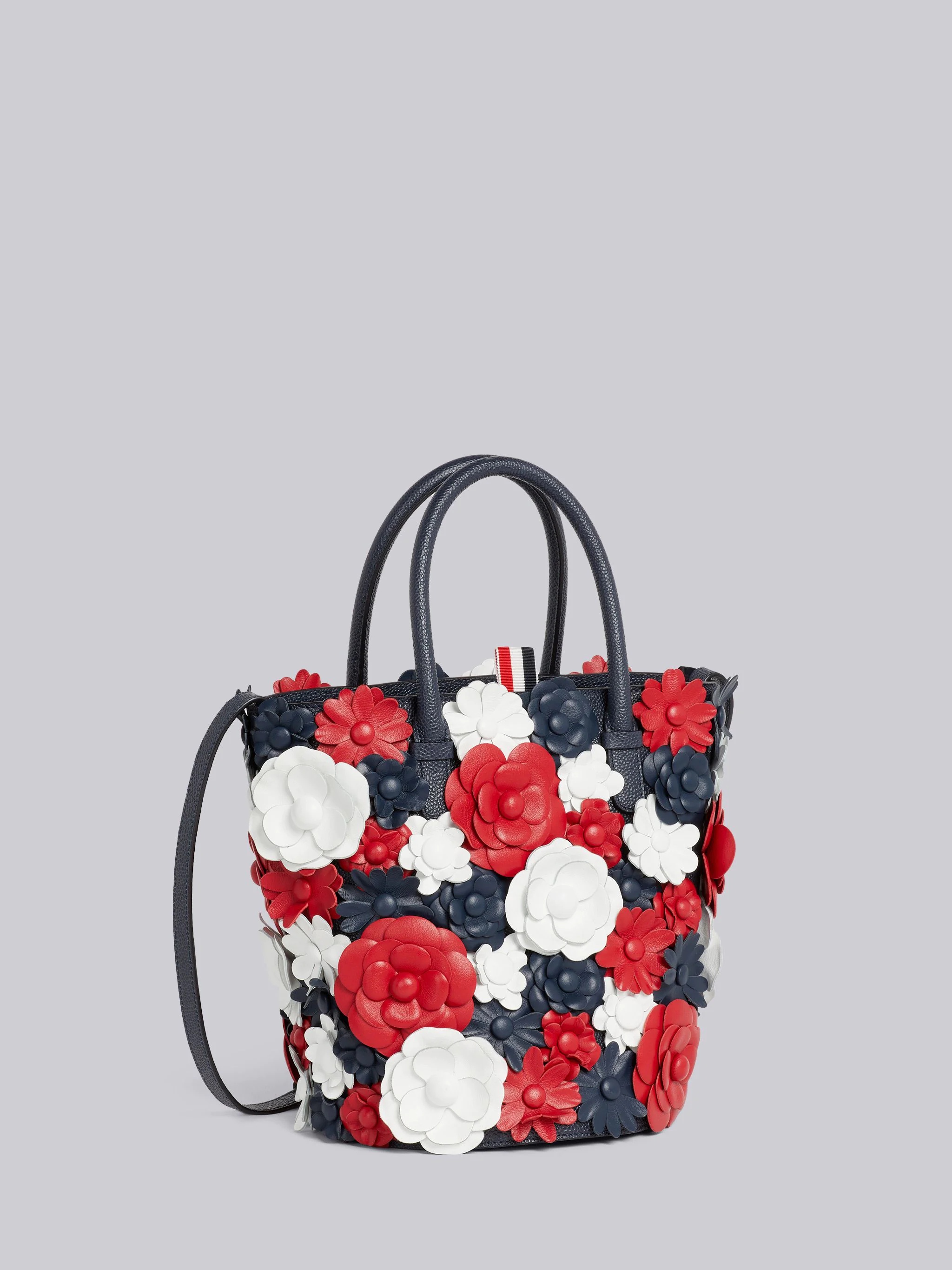 Multicolor Calf Flower Bloom Shoulder Strap Mini Bucket Bag - 3