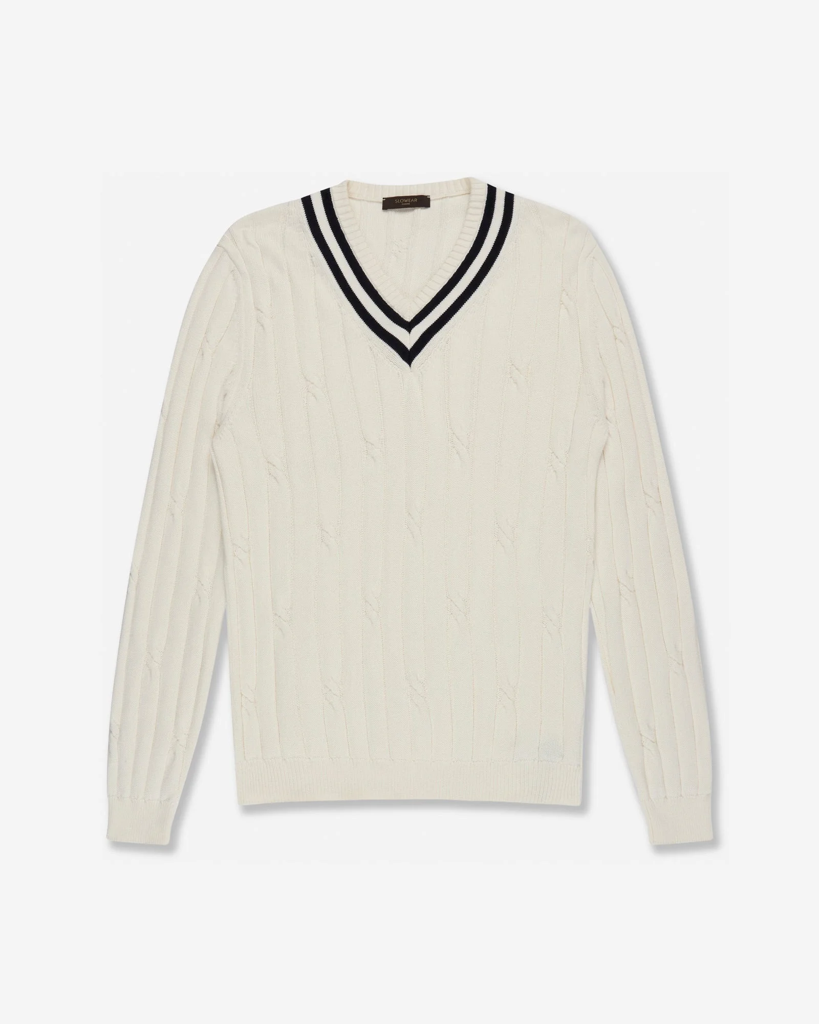 Slim fit V-neck cotton jumper - 1