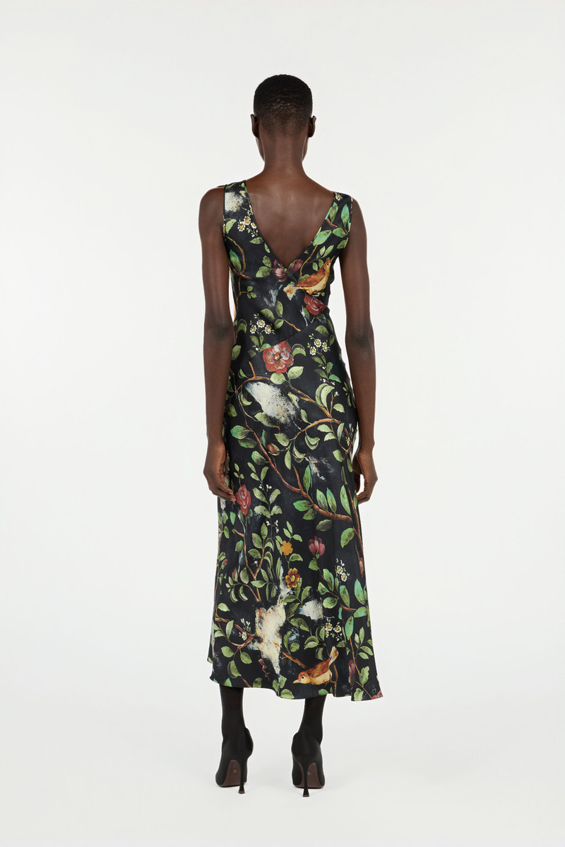 Silk Dress With Shrub And Floral Print 4