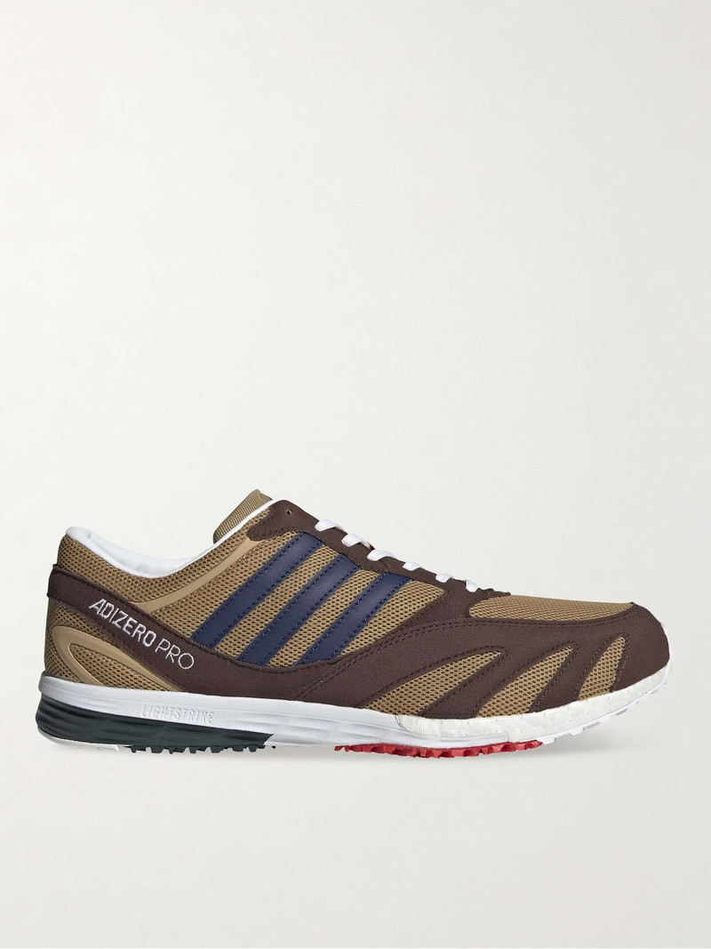 + Noah Lab Race Leather-Trimmed Mesh and Faux Suede Sneakers - 1