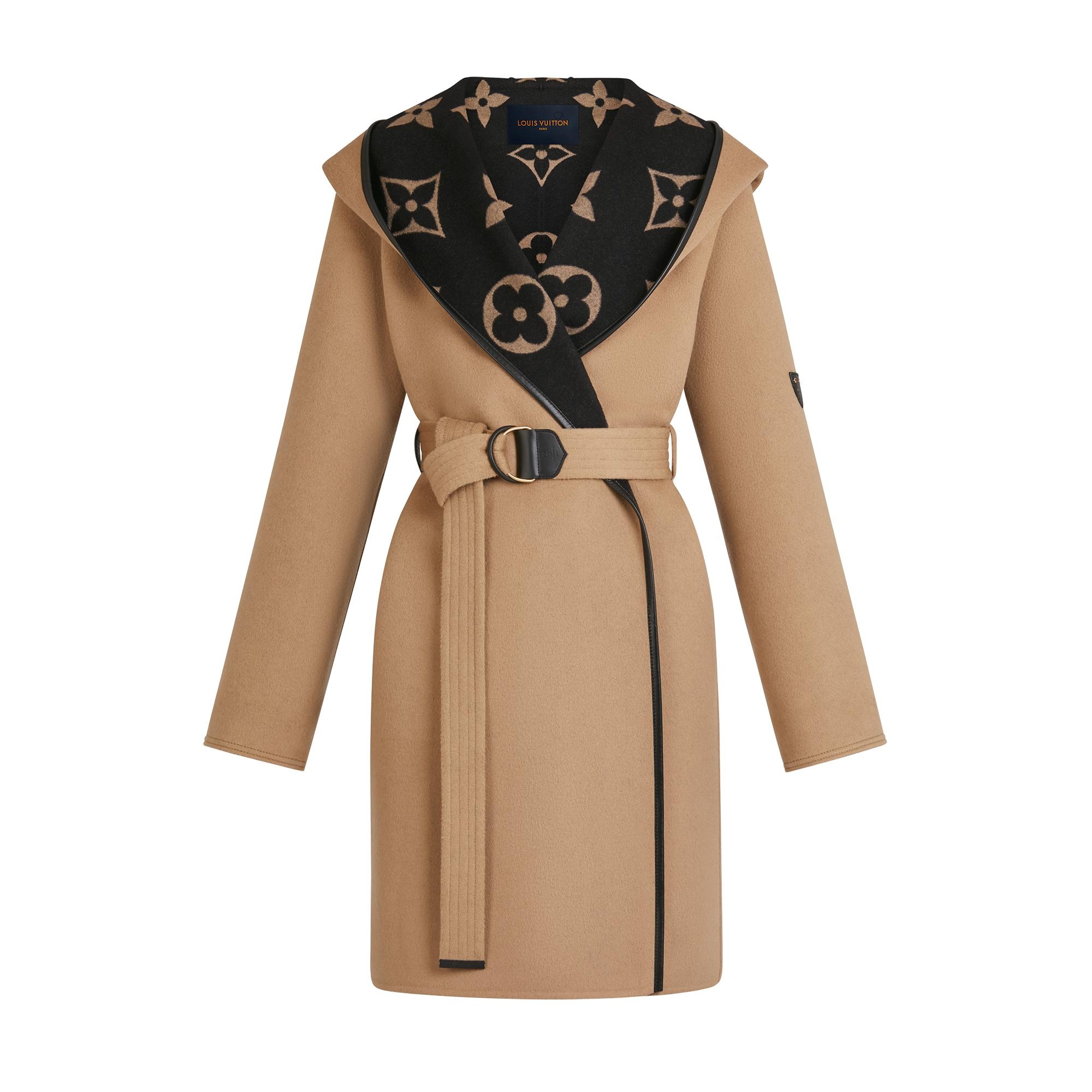 Giant Monogram Jacquard Wrap Coat in Camel  - 1